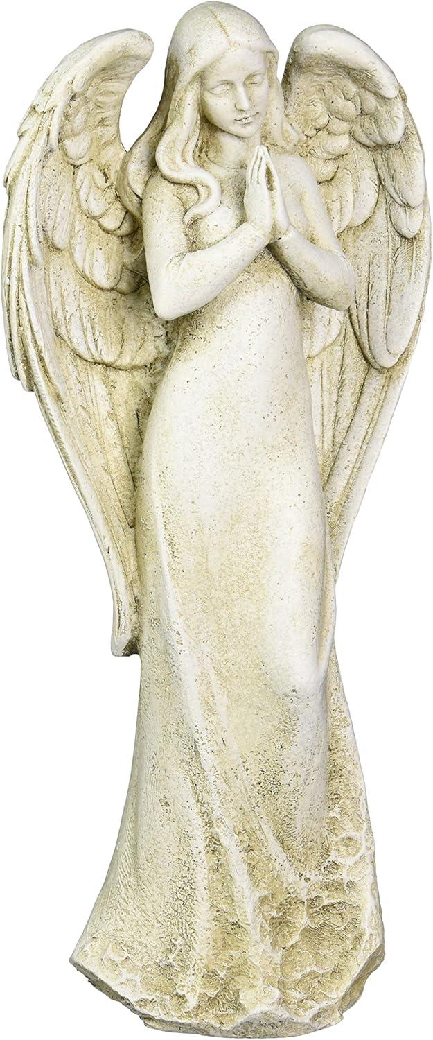 14.5" Praying Angel Resin Stone Garden Statue