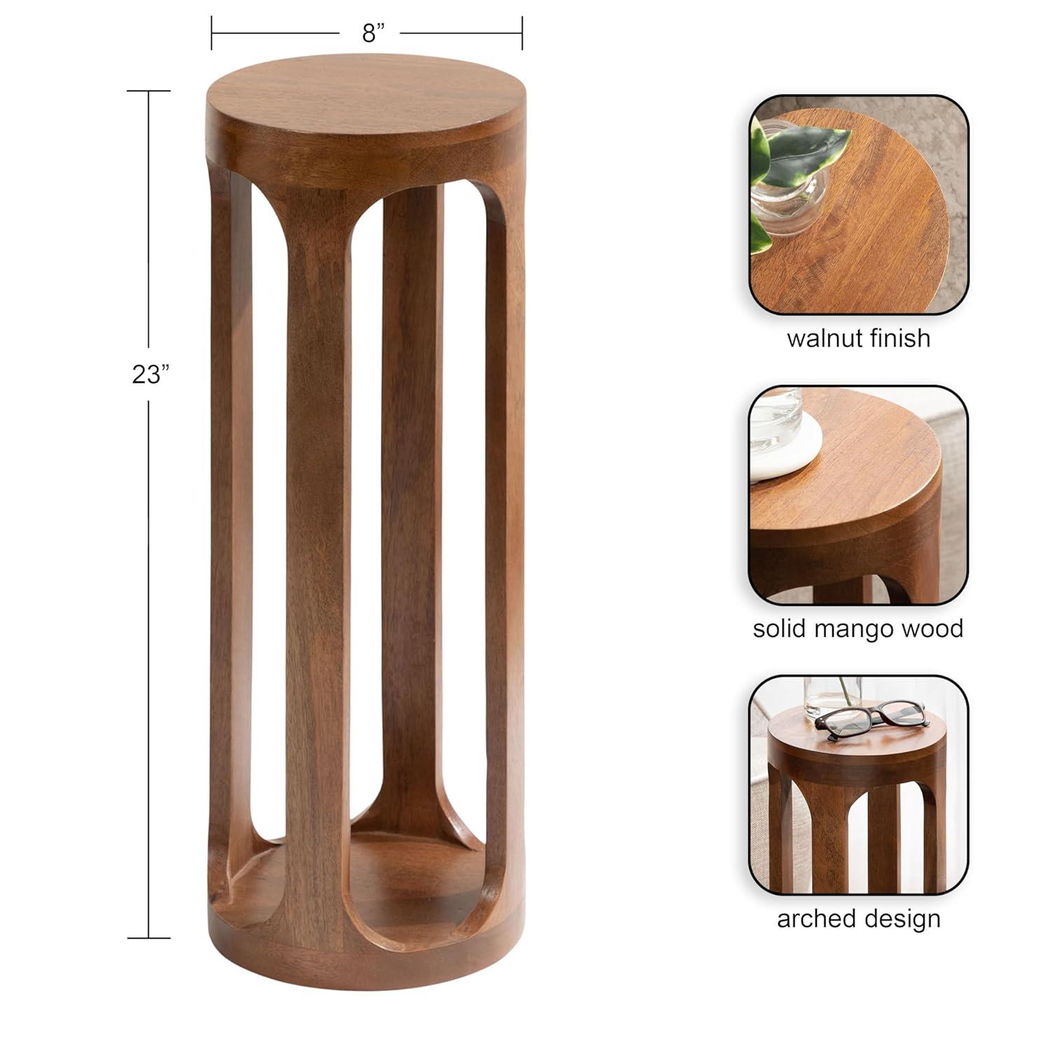 Kate and Laurel Dahl Wood Drink Table, 12x12x23, Walnut Brown