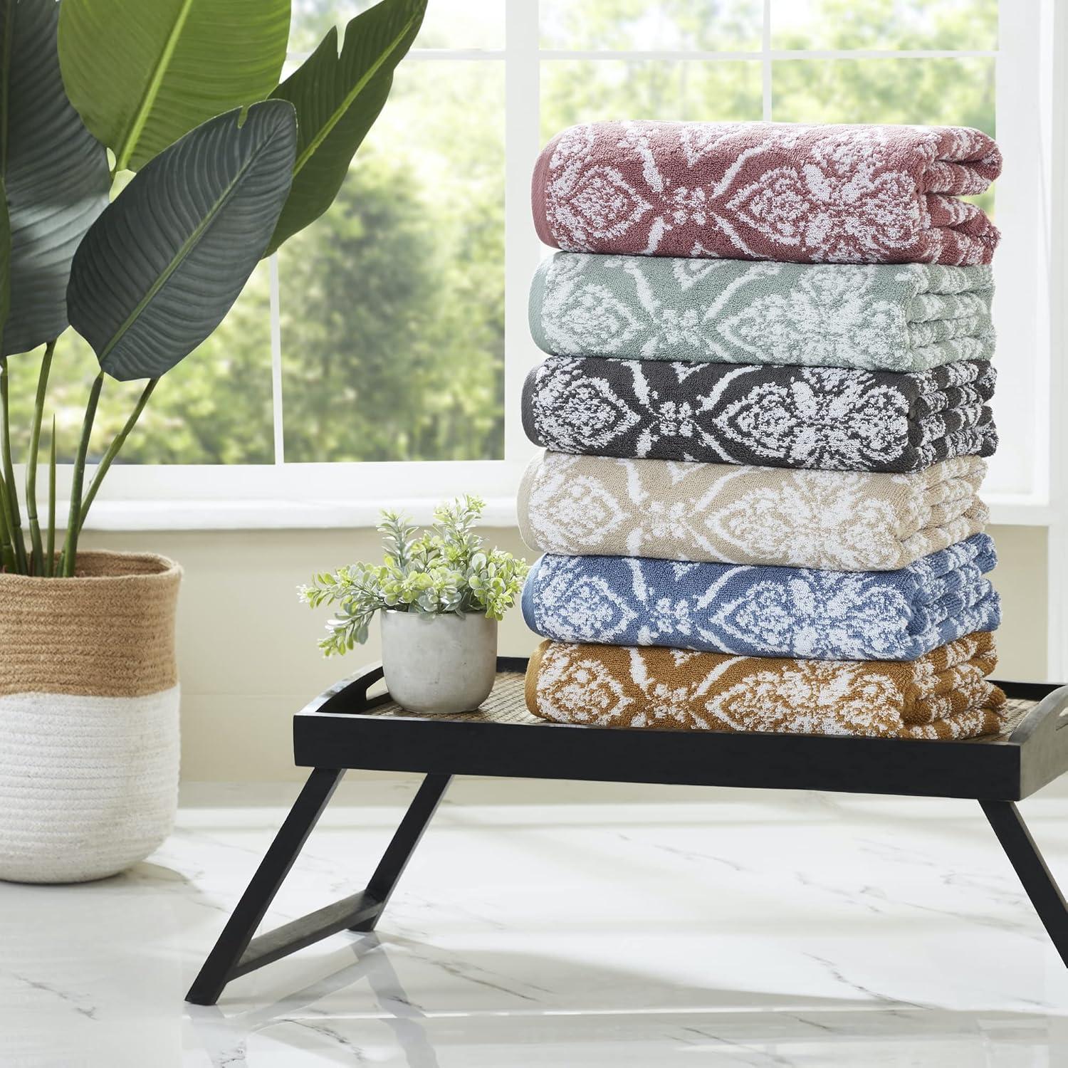 Modern Threads Amaris 6-Piece Reversible Yarn Dyed Jacquard Towel Set - Bath Towels, Hand Towels, & Washcloths - Super Absorbent & Quick Dry