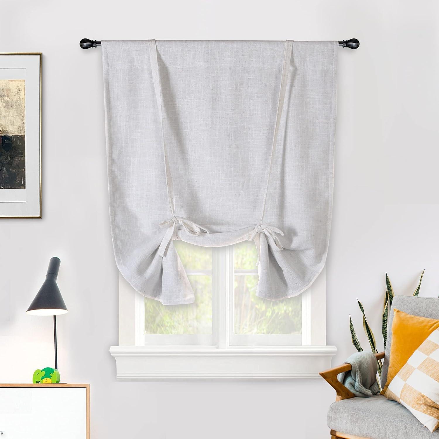 DriftAway Cortina Blackout de Lino con Textura Sólida y Básica para Oscurecer la Habitación, Bolsillo Ajustable para Barra de Globo de 63 Pulgadas de Largo x 45 Pulgadas de Ancho, Color Marfil