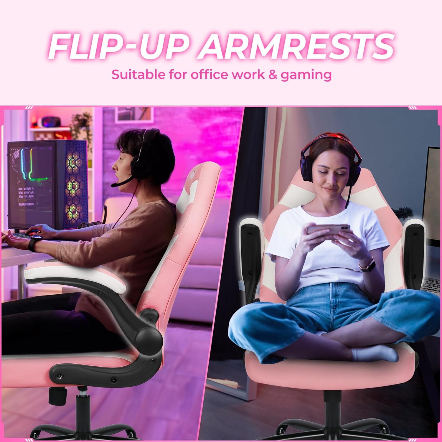 Neo Chair N-GEN Adjustable Ergonomic Faux Leather Swiveling PC & Racing Game Office Desk Chair with Flip-Up Arms