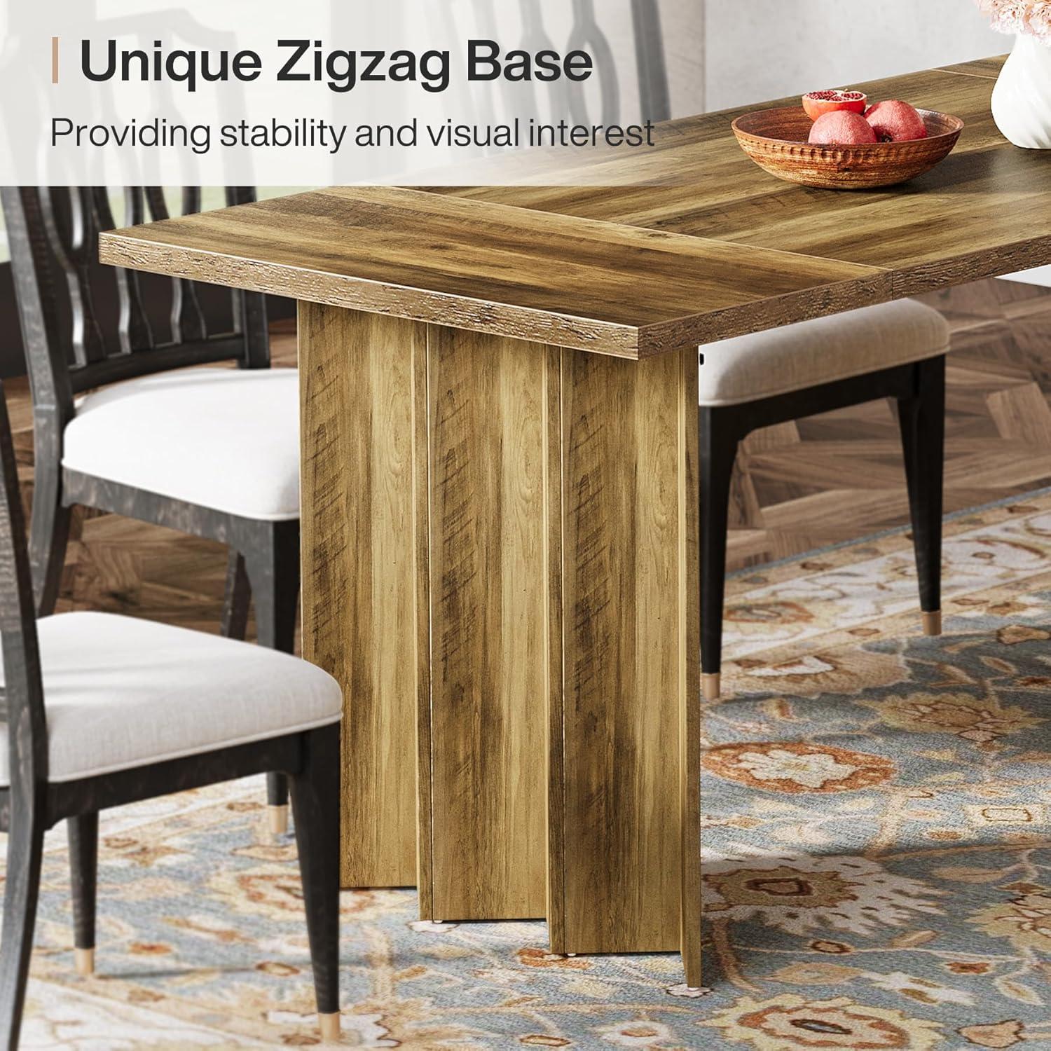 Rustic Brown Farmhouse Rectangular Wood Dining Table for Six