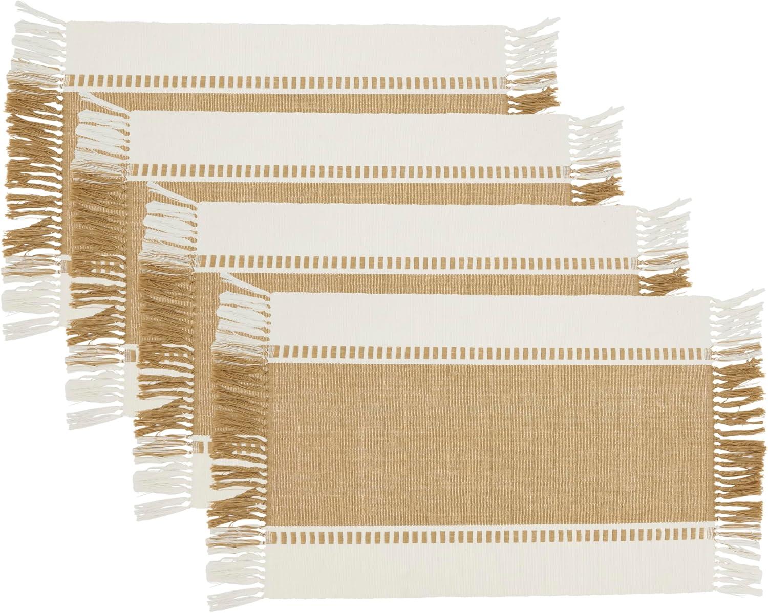 Saro Lifestyle Tassel Trimmed Stripe Placemat (Set of 4)