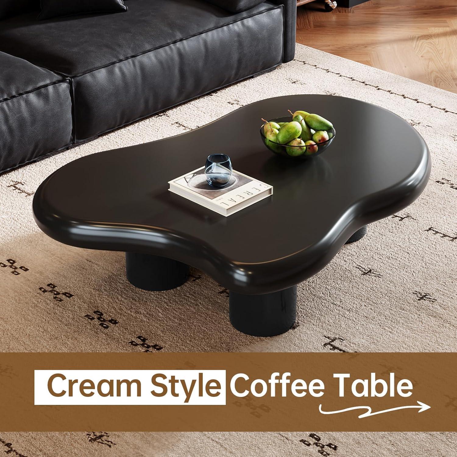 Guyii Cloud Coffee Table, Irregular Coffee Table for Living Room with 3 Legs, White 46.06 Inch