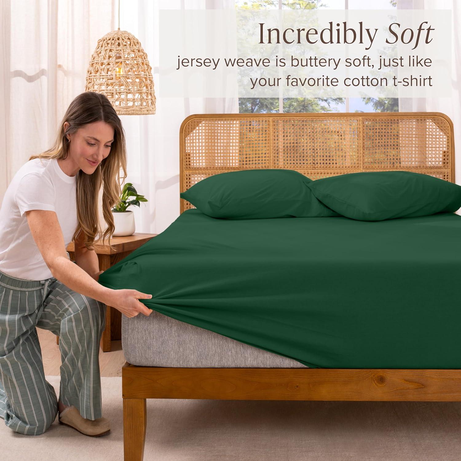 Bare Home Organic 100% Cotton Jersey Knit Fitted Sheet