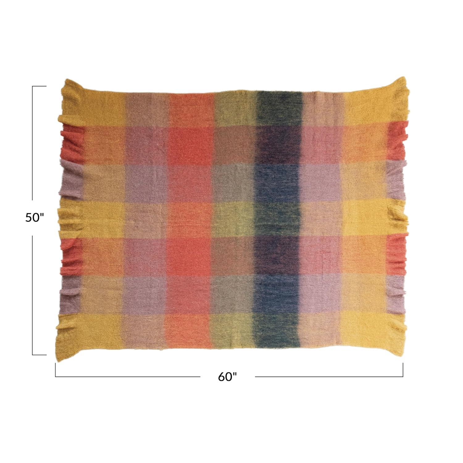 Creative Co-Op Patterned Wool Ruffled Throw Blanket
