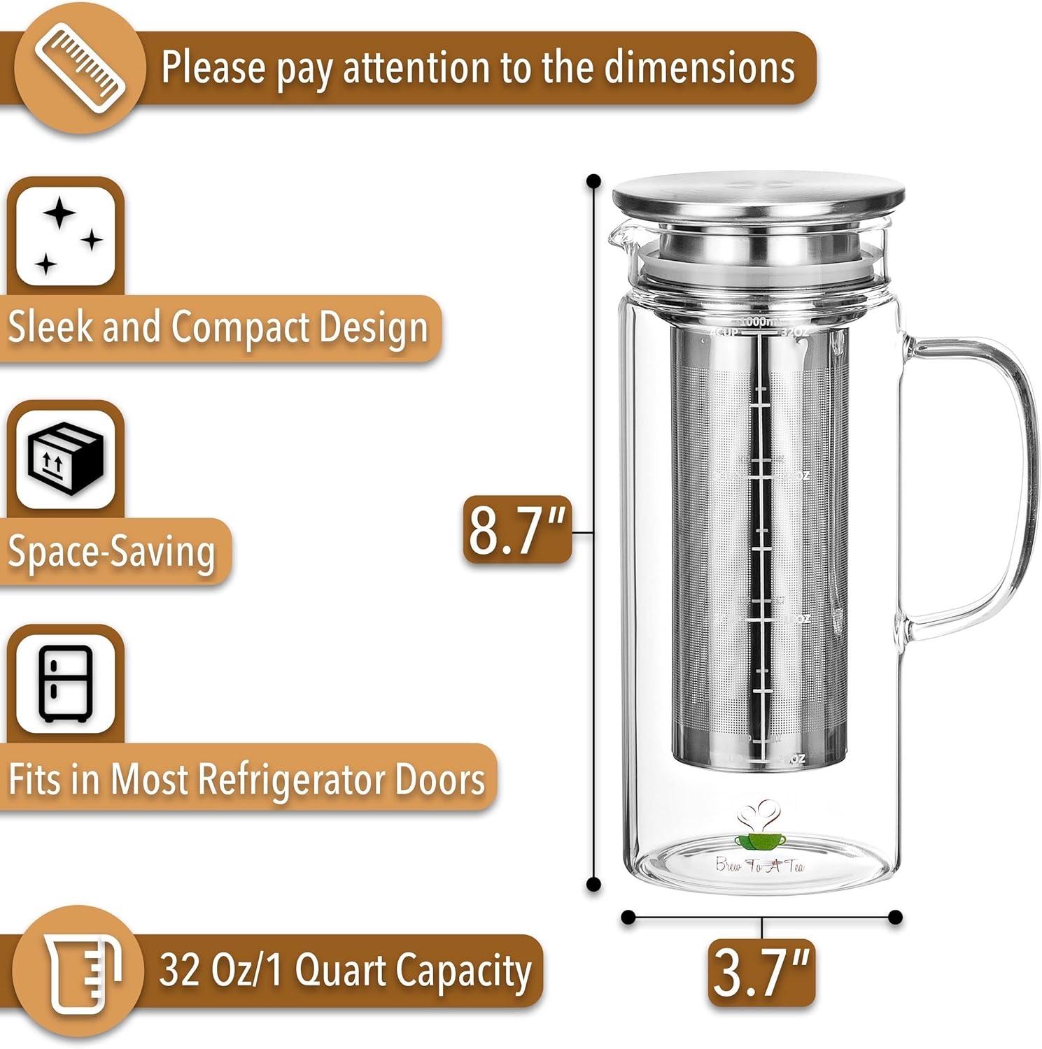 BTaT 32 oz Borosilicate Glass Cold Brew Coffee Maker