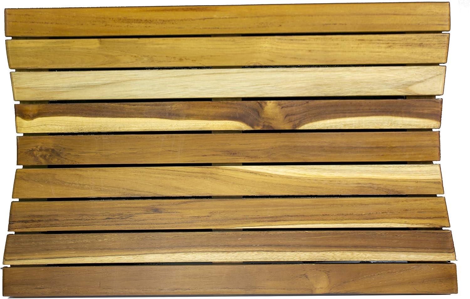 EcoDecors Eleganto Rectangle Teak Shower Mat, Teak Shower Mat for Inside Shower, Teak Bath Mat, Wood Bath Mat, Wood Shower Mat, Teak Shower Mats, Teak Bathroom Mat, Earthy Natural