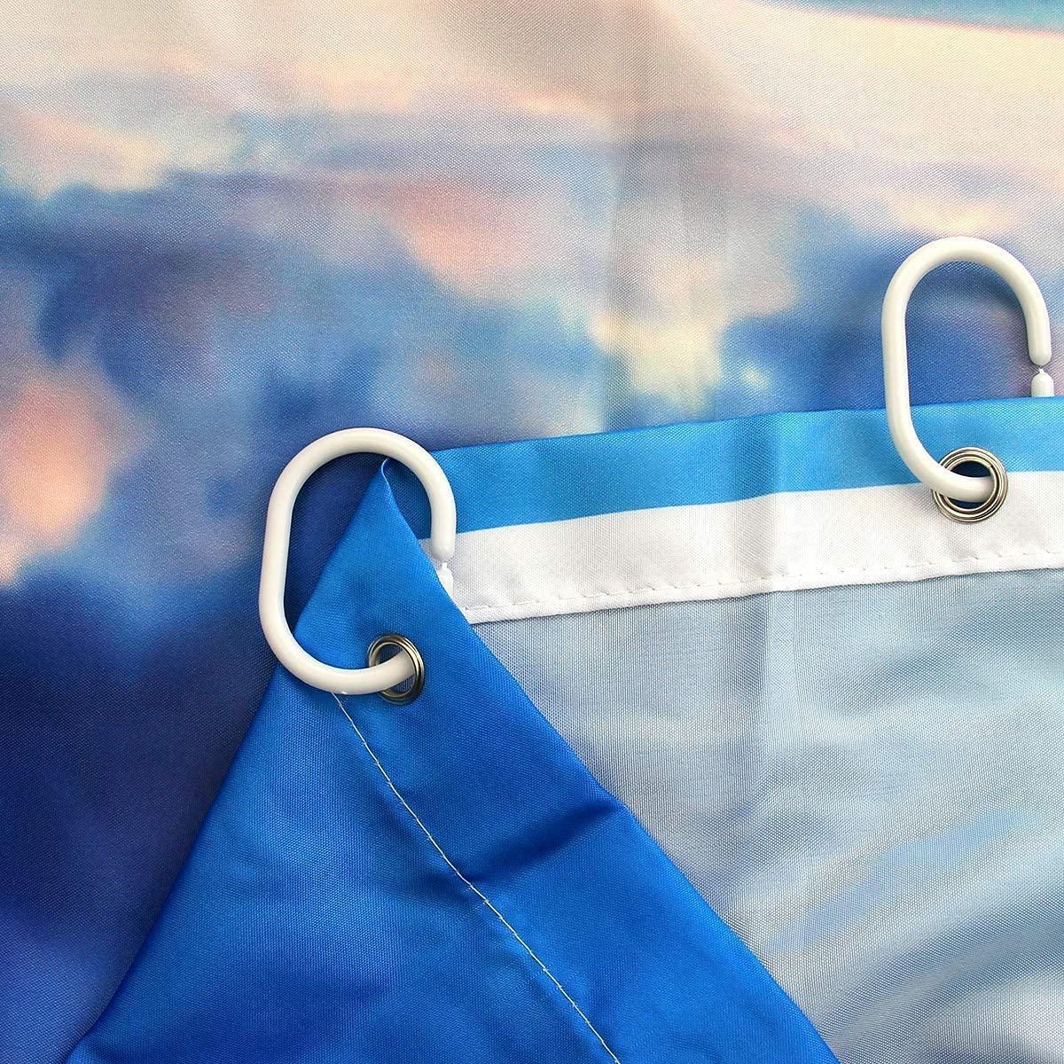 Riyidecor Ocean Beach Shower Curtain 72Wx72H Inch Beachy Coatsal Seaside Seashore Summer Tropical Sunset Nature Landscape Bathroom Decor Fabric Polyester Waterproof 12 Pack Hooks