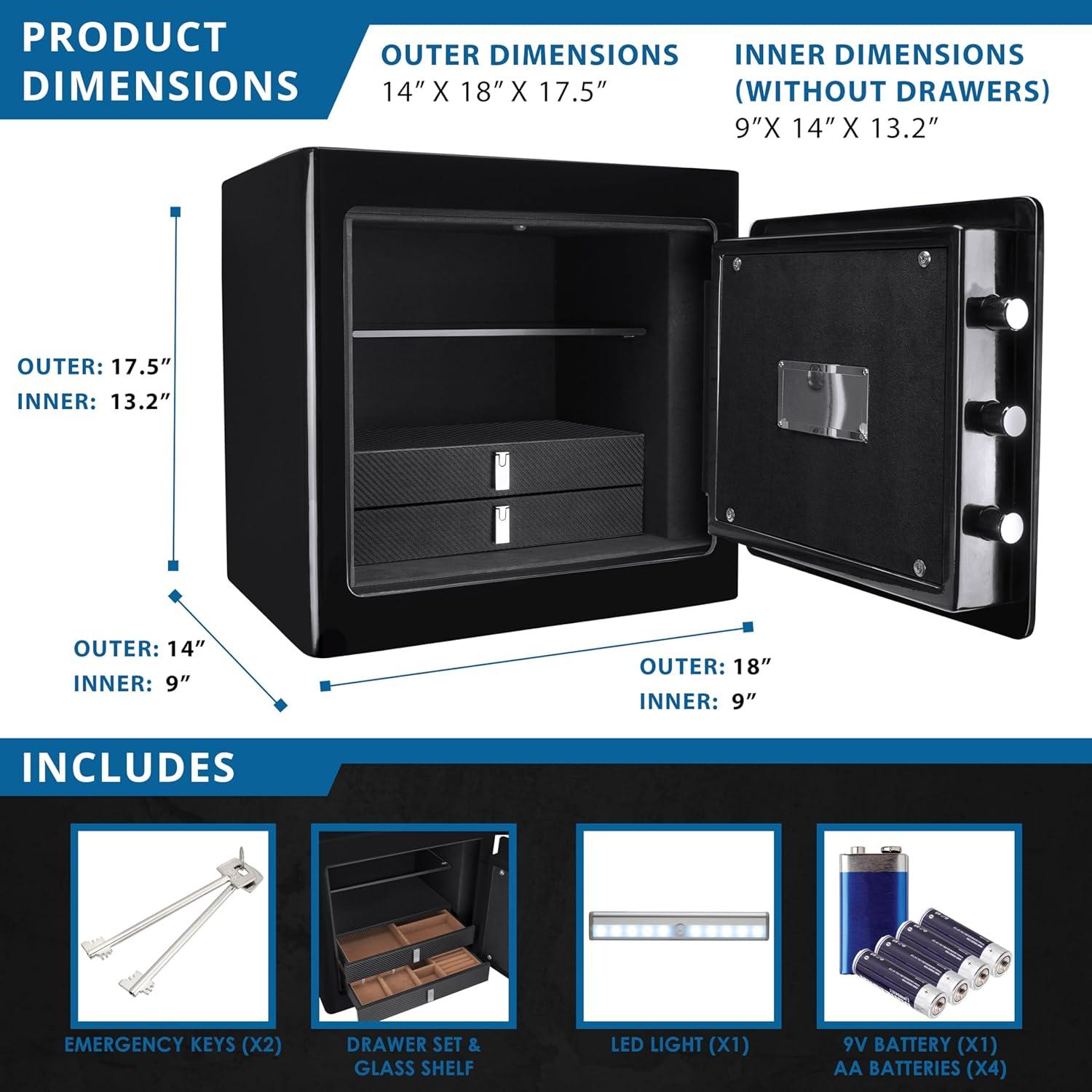 Ceballos 1.01 CUBIC FT BLACK JEWELRY SAFE V2