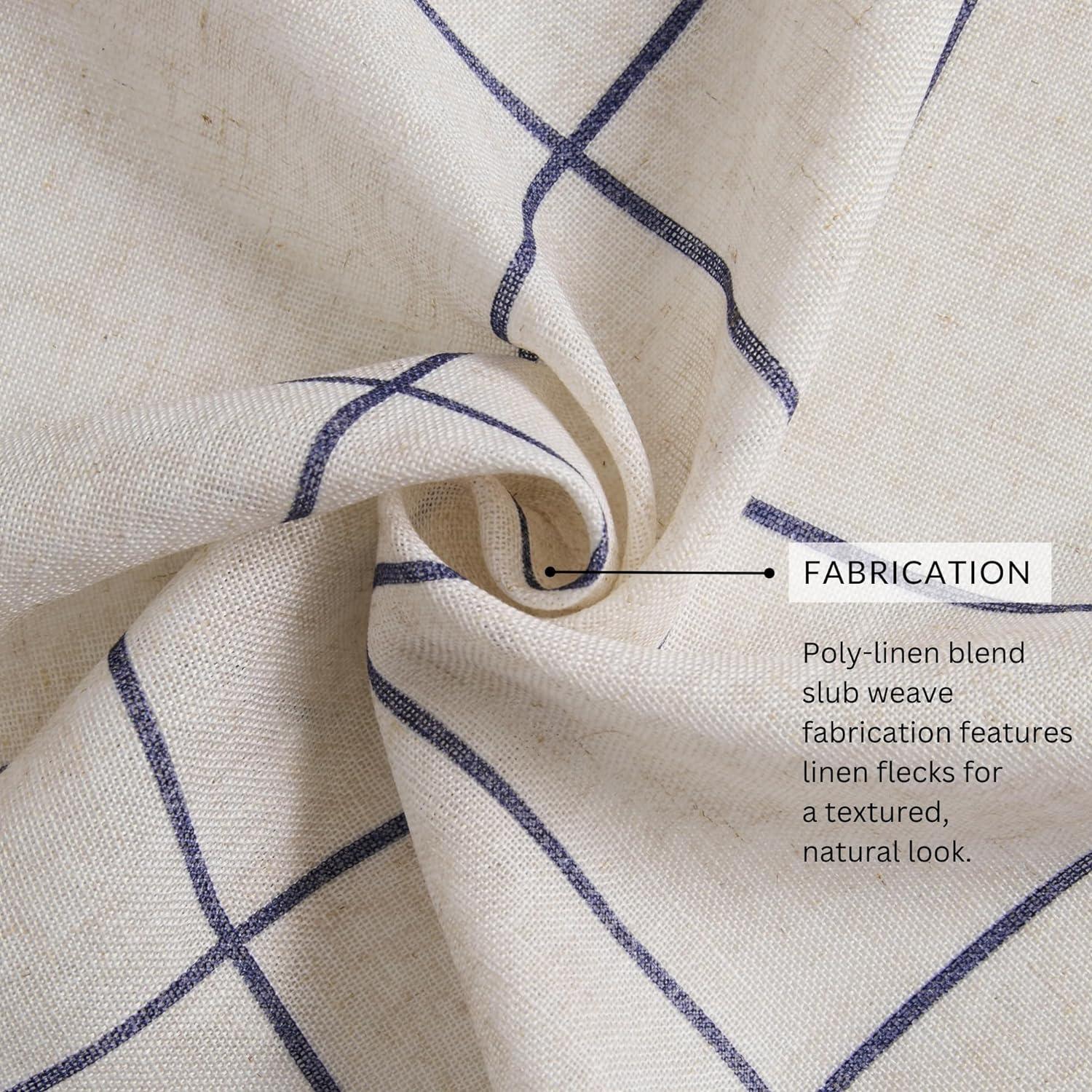 Brighton Windowpane Plaid Lined Room Darkening Single Window Curtain Panel  - 52" x 84" - Indigo - Elrene Home Fashions