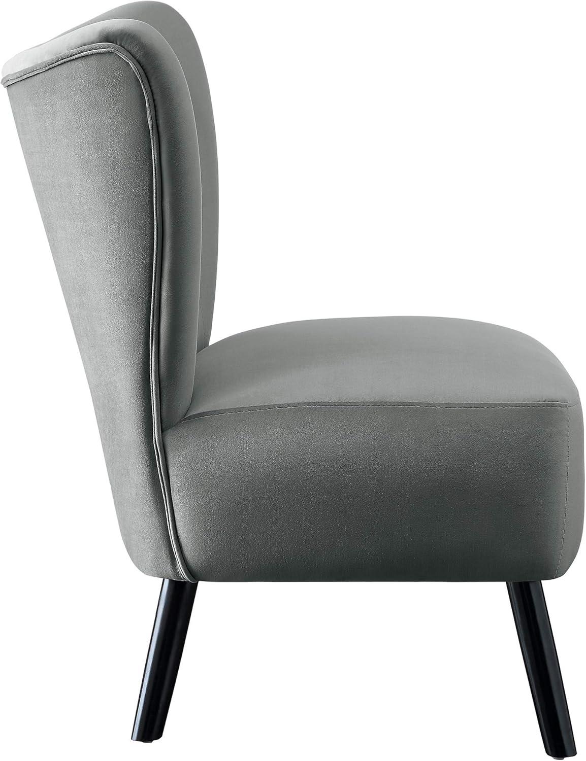 Lexicon Imani Solid Wood and Velvet Upholstered Accent Chair in Gray