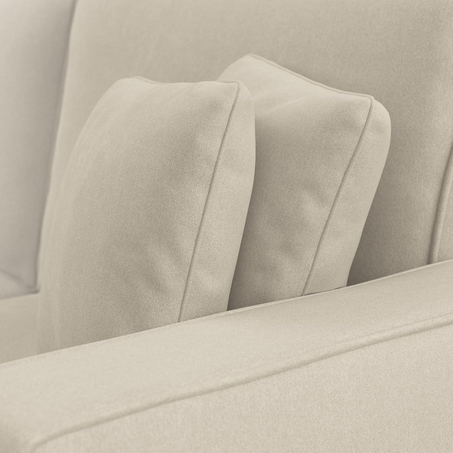 Stockton 87W L Shaped Sectional Couch in Cream Herringbone Fabric