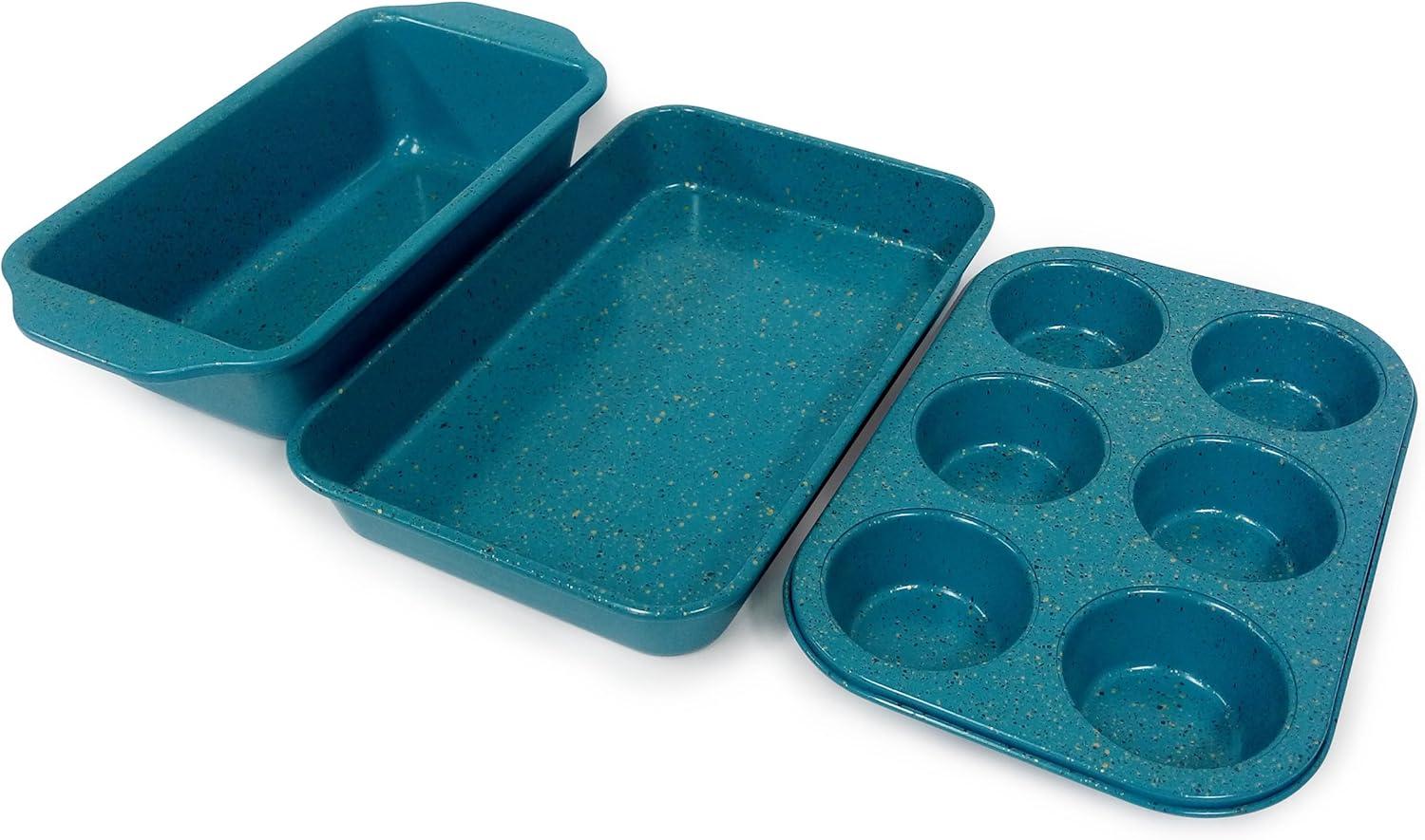 casaWare Toaster Oven 3-Piece Set (Blue - Granite)