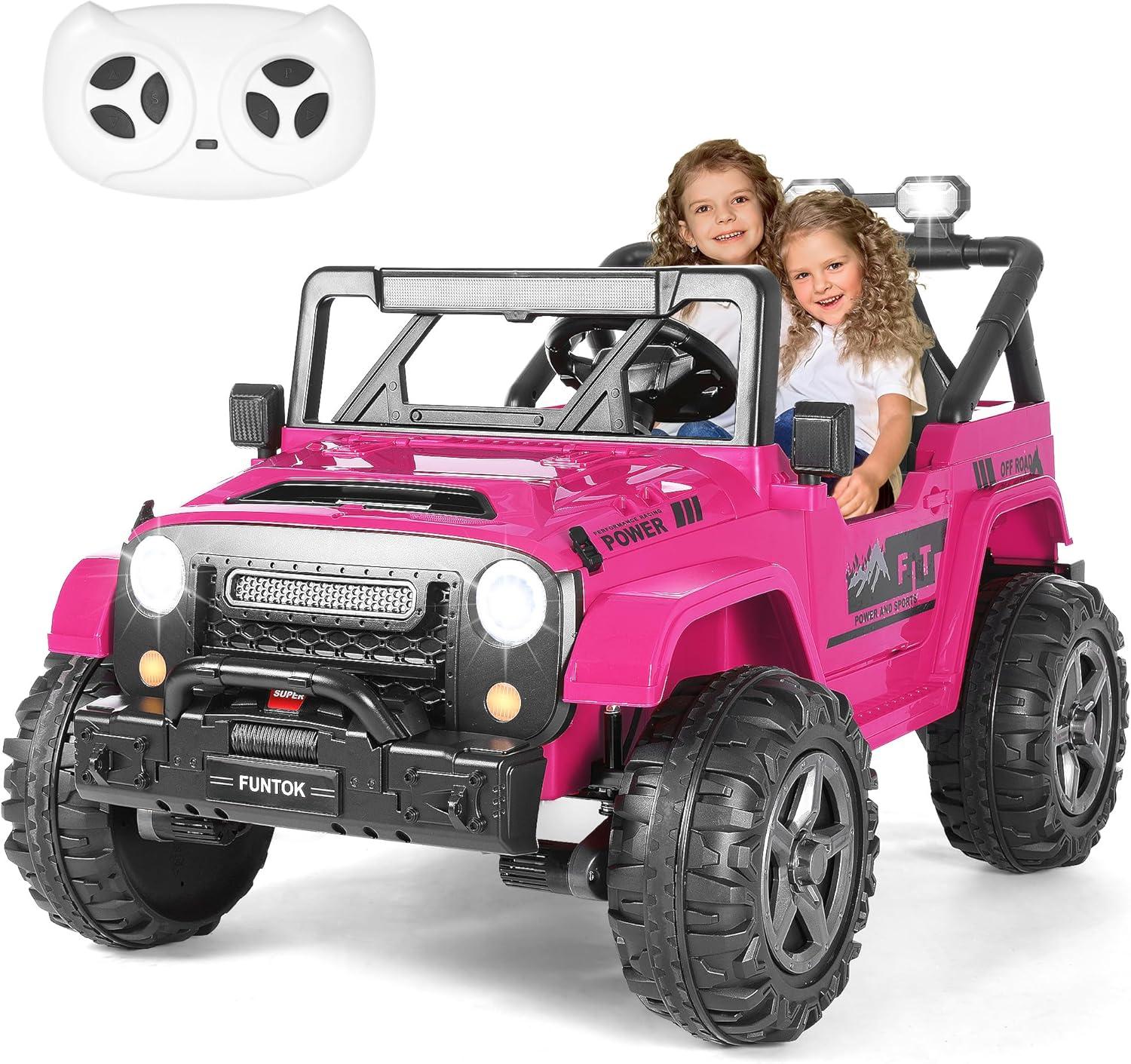 Pink 24V 2-Seater Kids Ride-On Truck with Remote Control