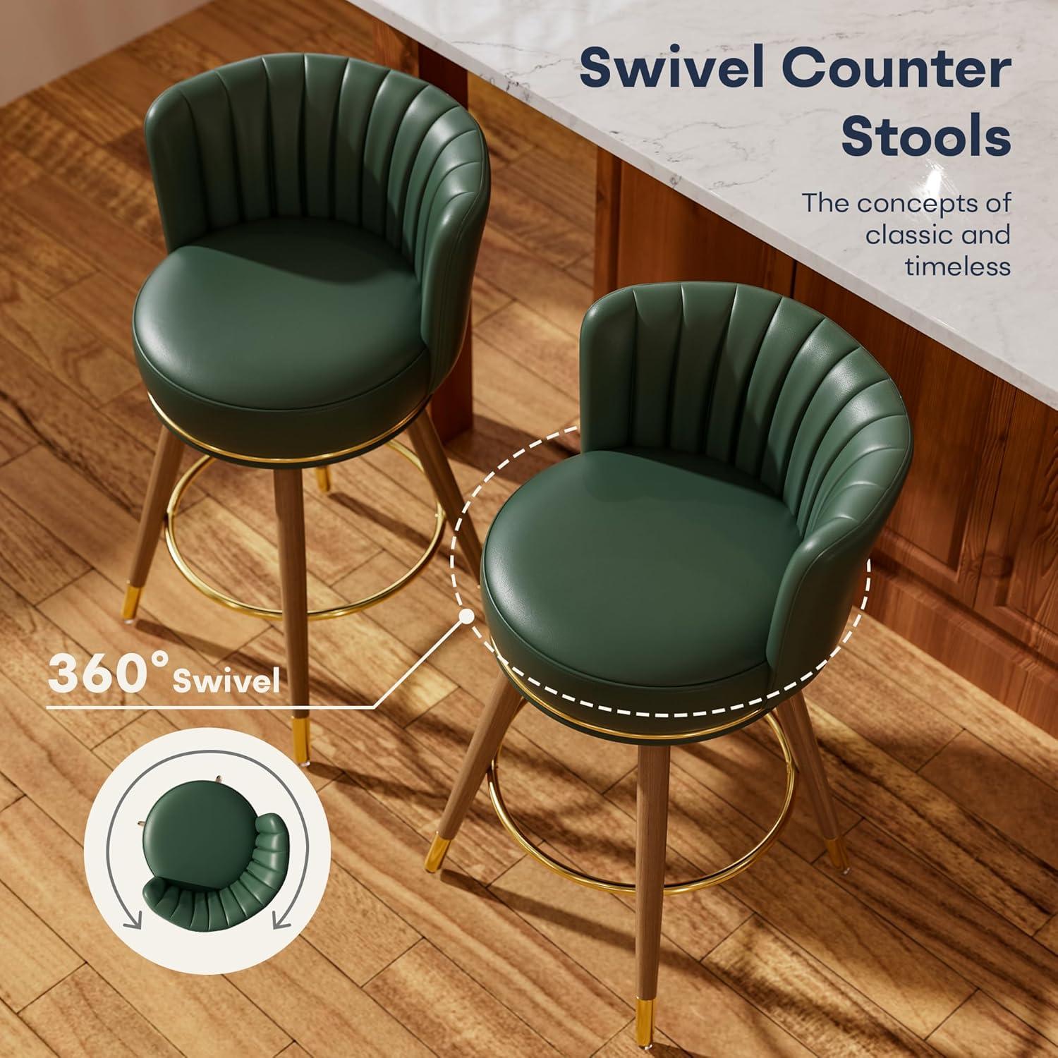 Everly Quinn Anneli Swivel 24'' Swivel Counter Height Bar Stools Counter Stools for Kitchen Island