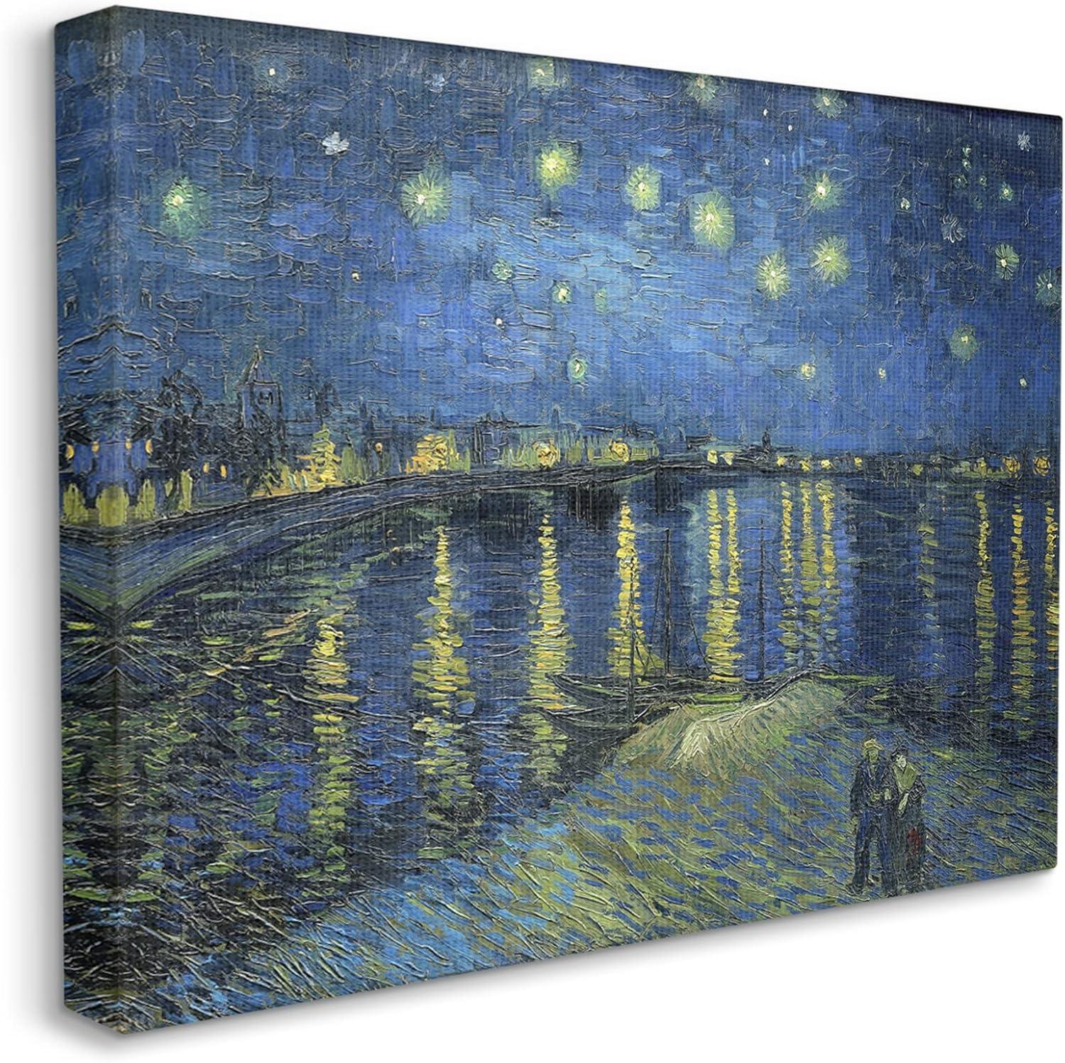 Stupell Starry Night Over Rhone Classic Landscape Painting Gallery Wrapped Canvas Print Wall Art