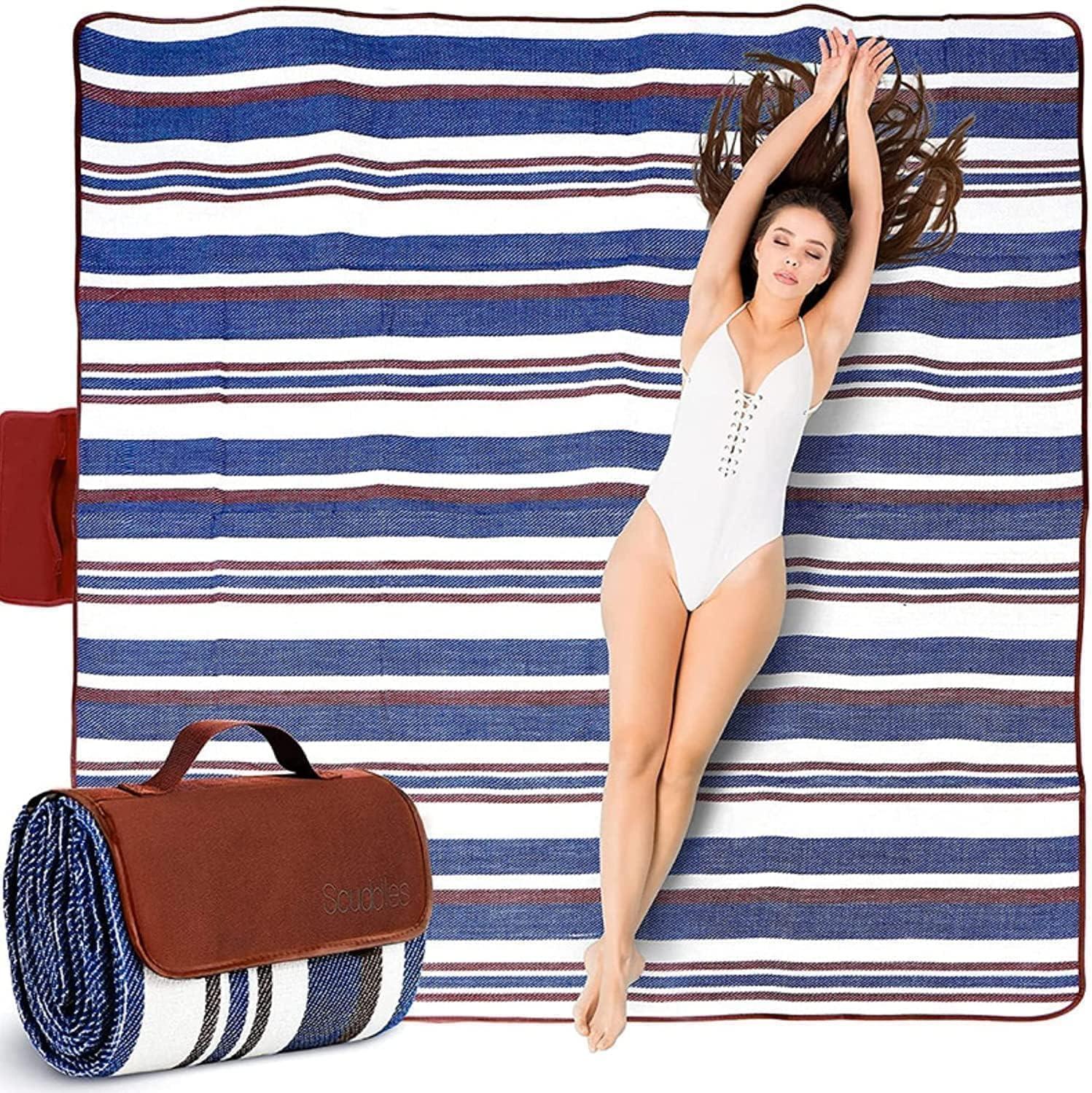 SCUDDLES Picnic Blanket Extra Large, 3-Layer Waterproof, Carry Strap - SCPRBL80