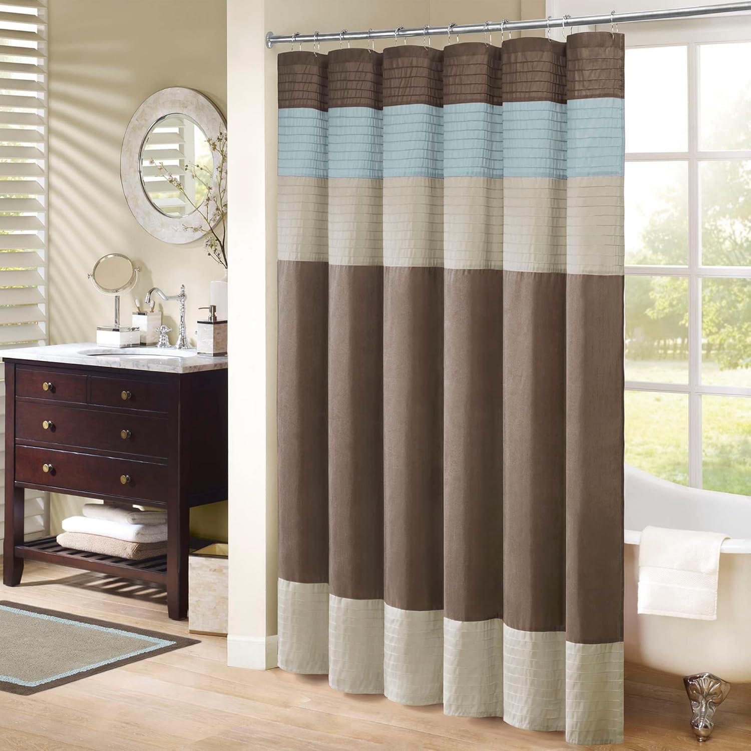 Amherst Striped Faux Silk Shower Curtain