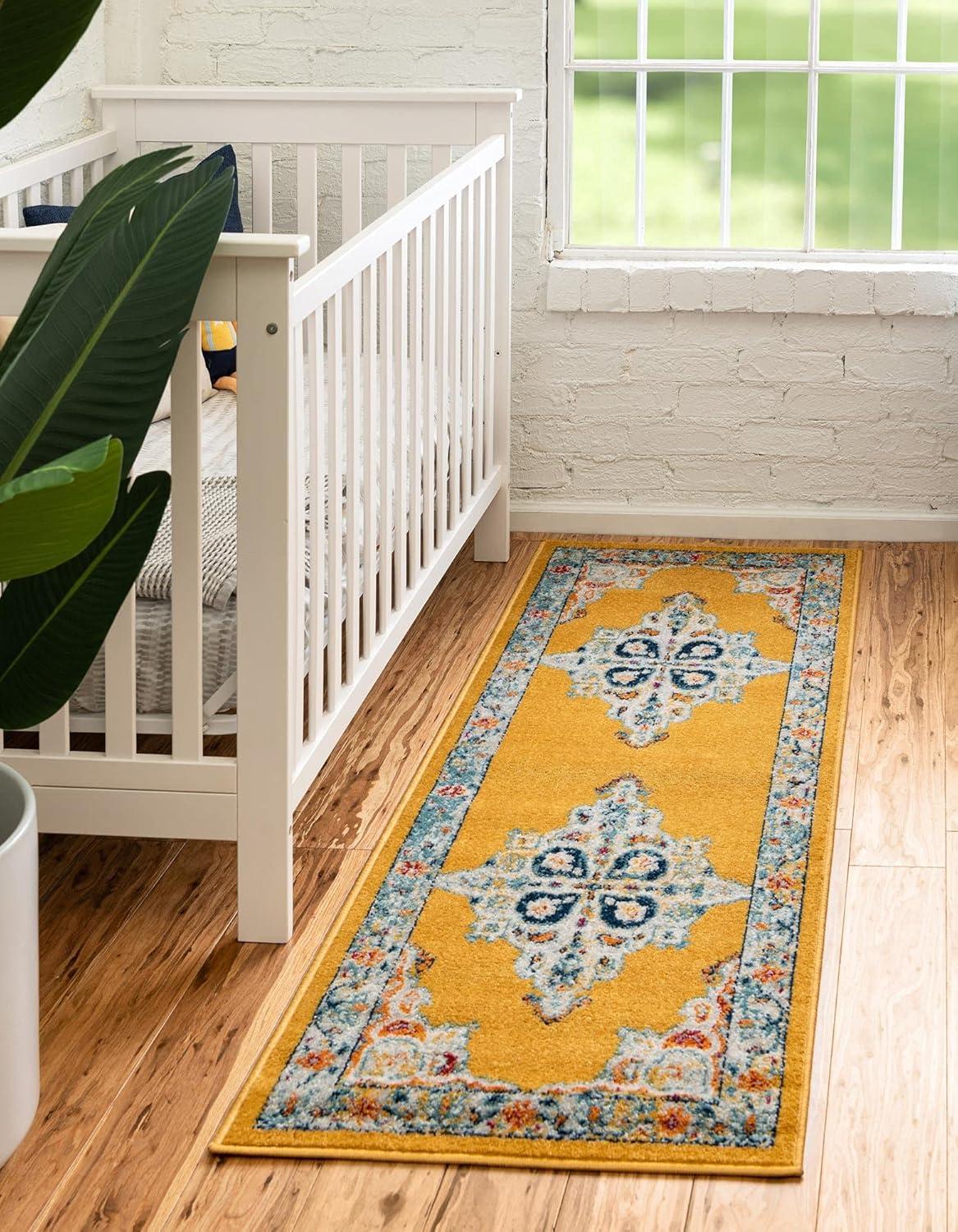 Unique Loom Parker Collection Area Rug - Merakli (2' 7" x 12' 2" Runner, Yellow/ Brown)