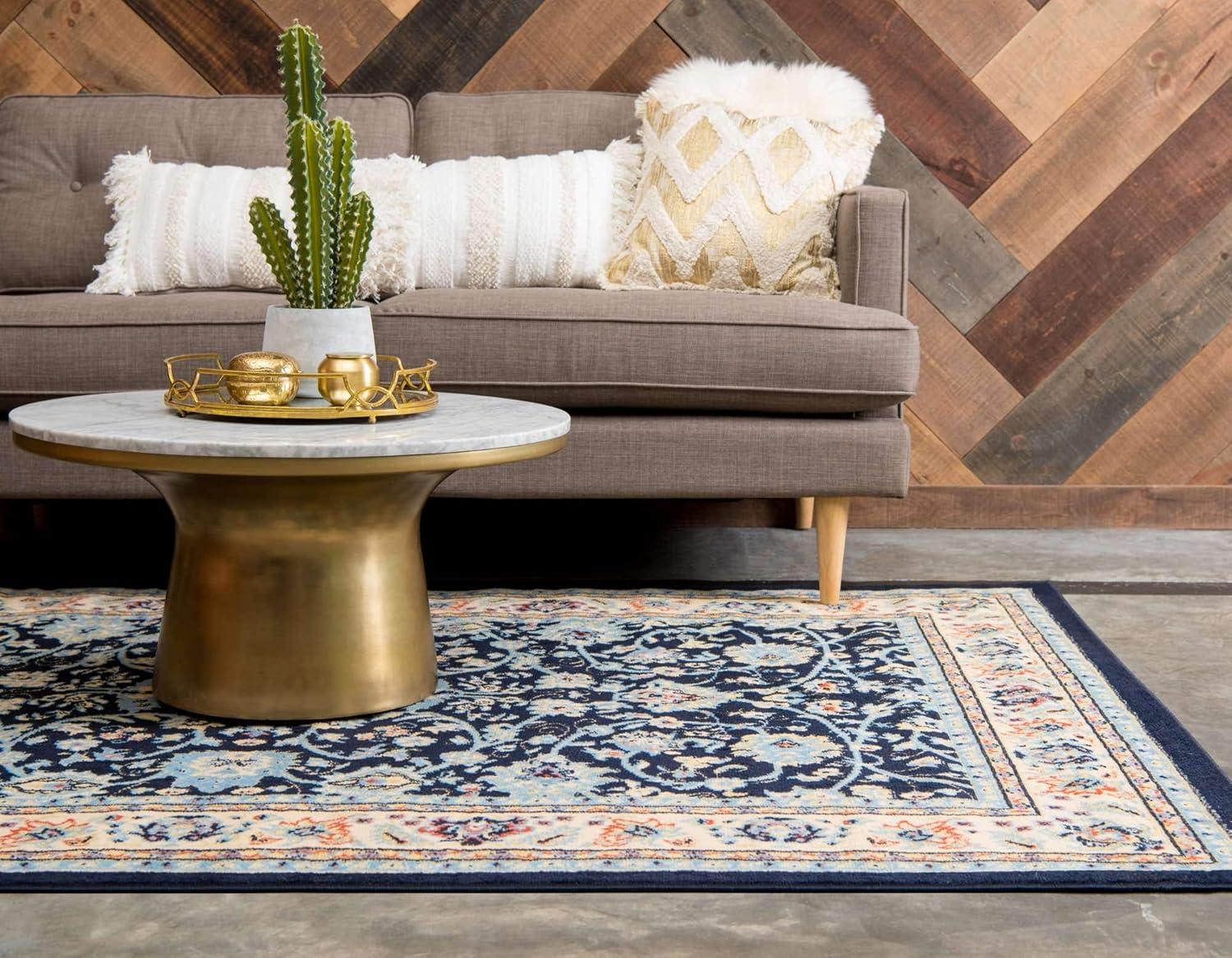 Unique Loom 7' 1 x 10' 0 Sialk Hill Washington Navy Blue Area Rug