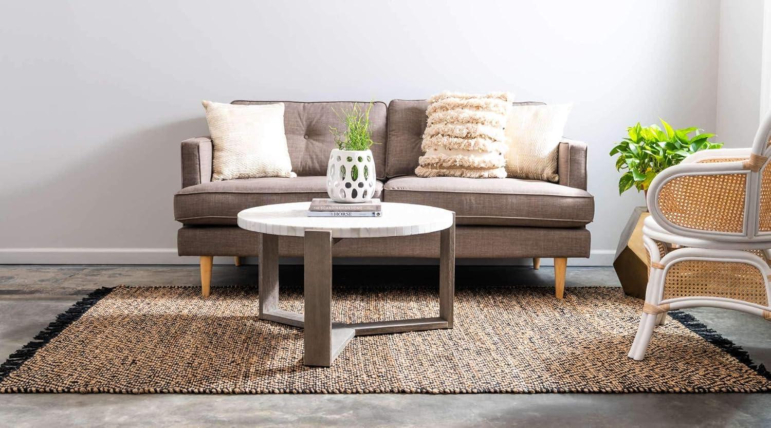 Unique Loom 2' 0 x 3' 1 Assam Chunky Jute Black Area Rug