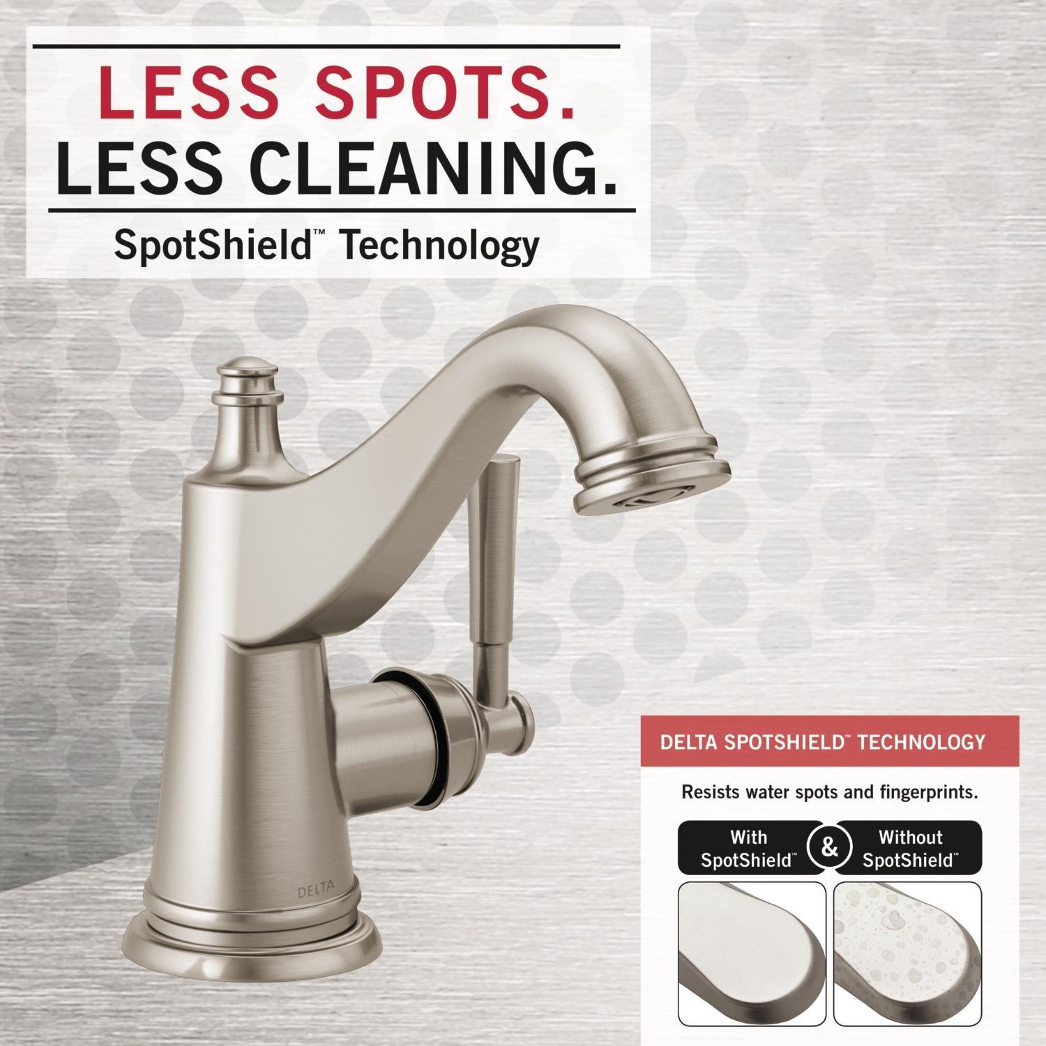 Delta Mylan Single Hole Bathroom Faucet with Drain Assembly, Single Handle Bathroom Sink Faucet 15777LF-SP