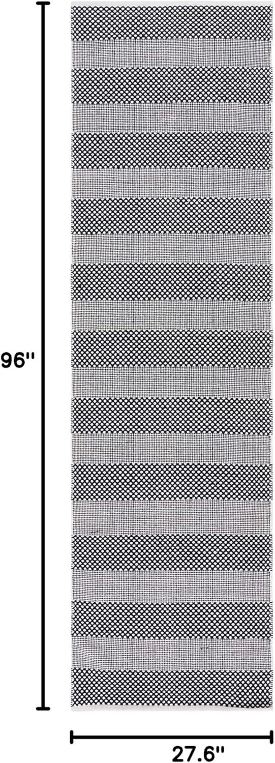 Striped Kilim STK802 Hand Woven Runner Rug - Ivory/Black - 2'3"x8' - Safavieh.