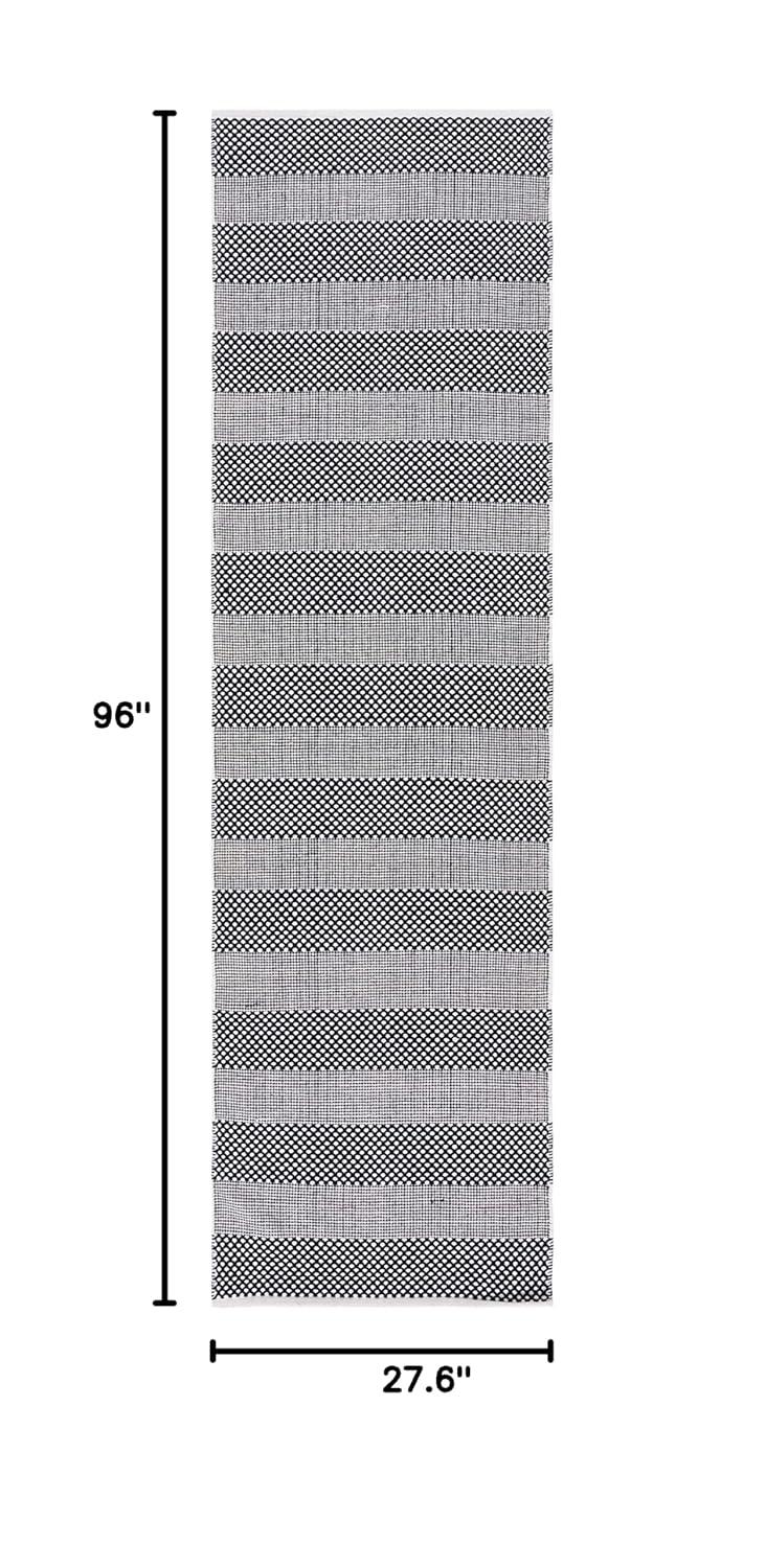 Striped Kilim STK802 Hand Woven Runner Rug - Ivory/Black - 2'3"x8' - Safavieh.