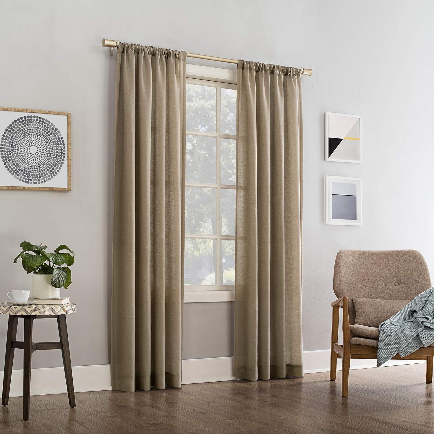 No. 918 Daniela 1-Piece Linen Blend Semi-Sheer Rod Pocket Curtain Panel, 54"x84", Taupe
