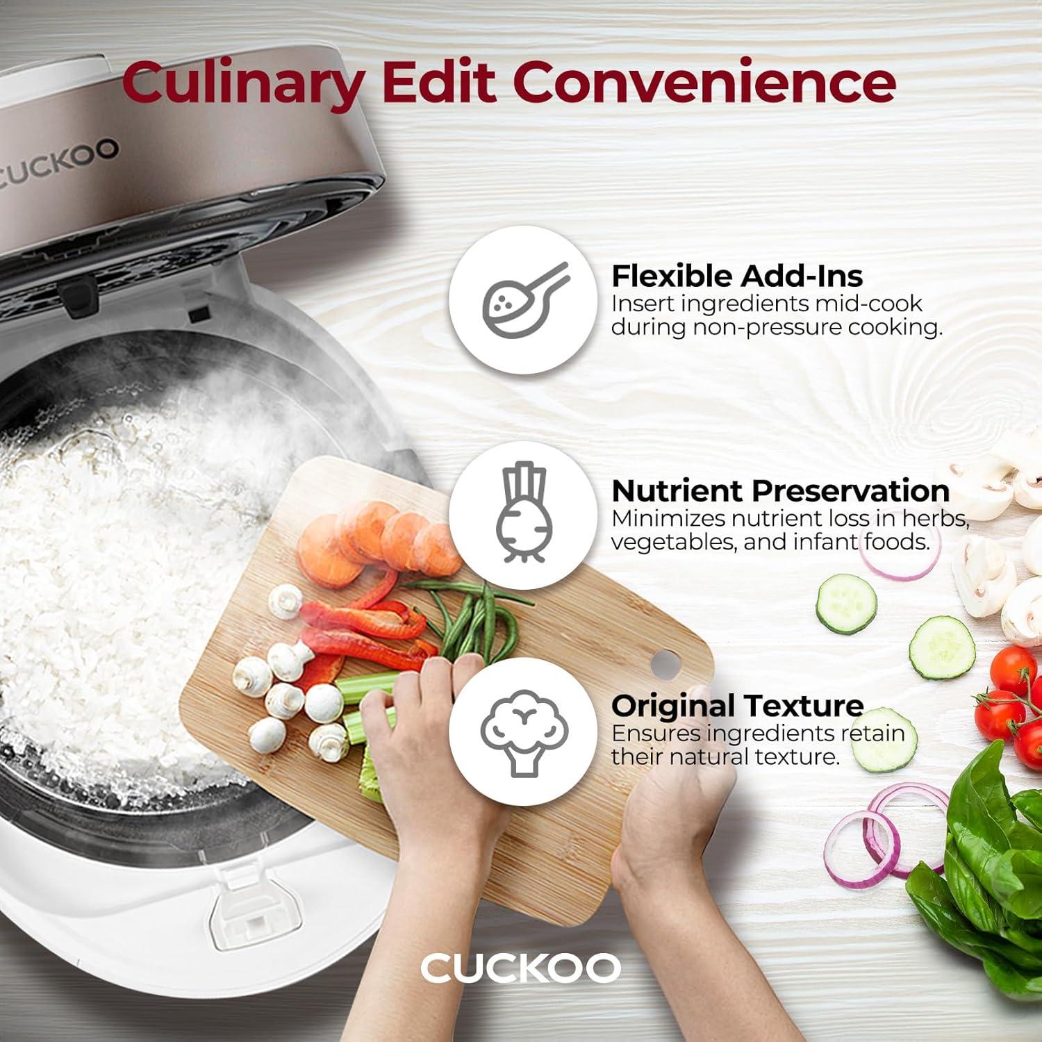 CUCKOO CRP-ST0609FW 6-Cup (Uncooked) / 12-Cup (Cooked) Twin Pressure Rice Cooker & Warmer with Nonstick Inner Pot, 16 Menu Options, 3 Voice Guide Rice Maker with Auto Clean