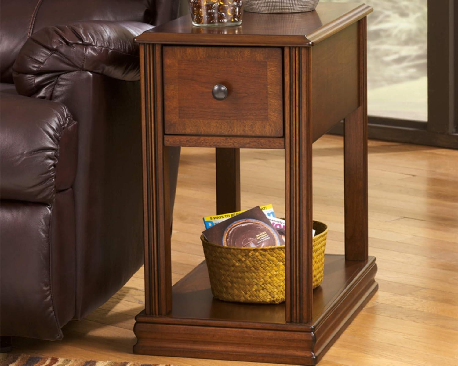 Contemporary Breegin Brown Rectangular Chairside End Table with Storage