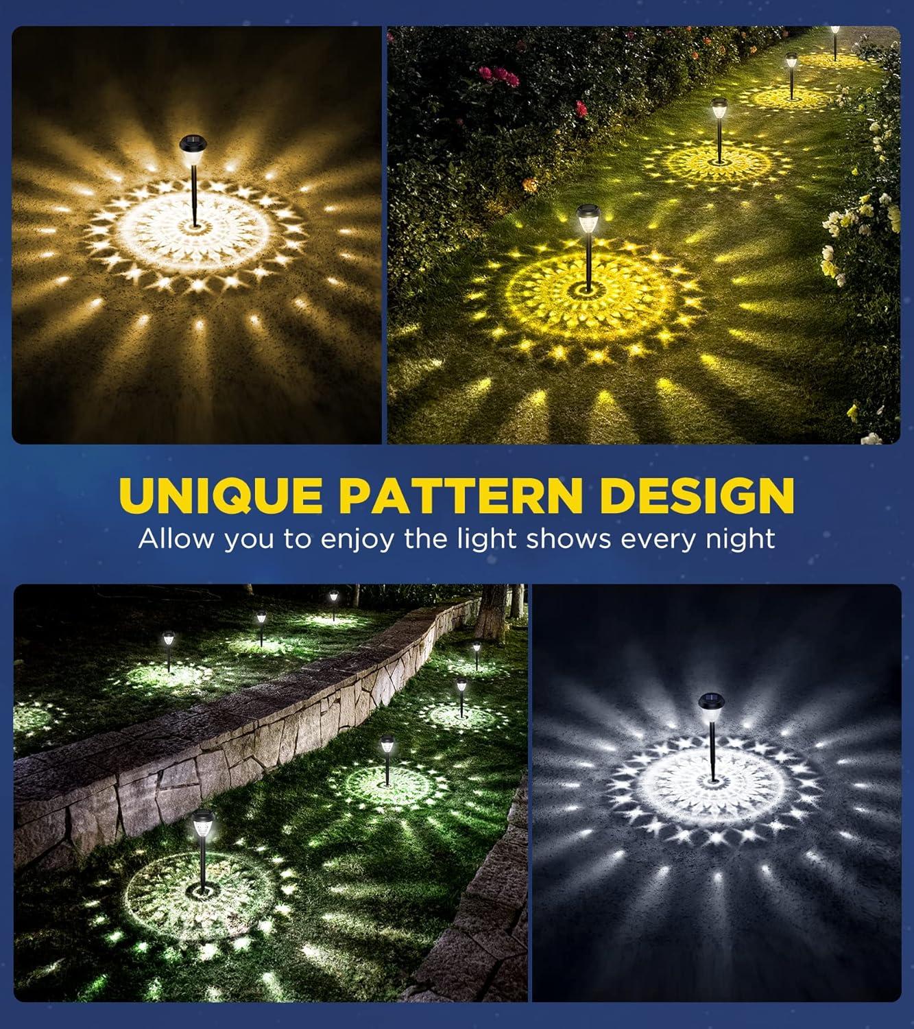 Ultra Bright Solar Outdoor Lights Decorative 10 Pack, 100% Faster Charge Solar Pathway Garden Lights Up to 12H Auto On/Off, Solar Lights Outdoor Waterproof for Walkway Yard Lawn (Warm White)