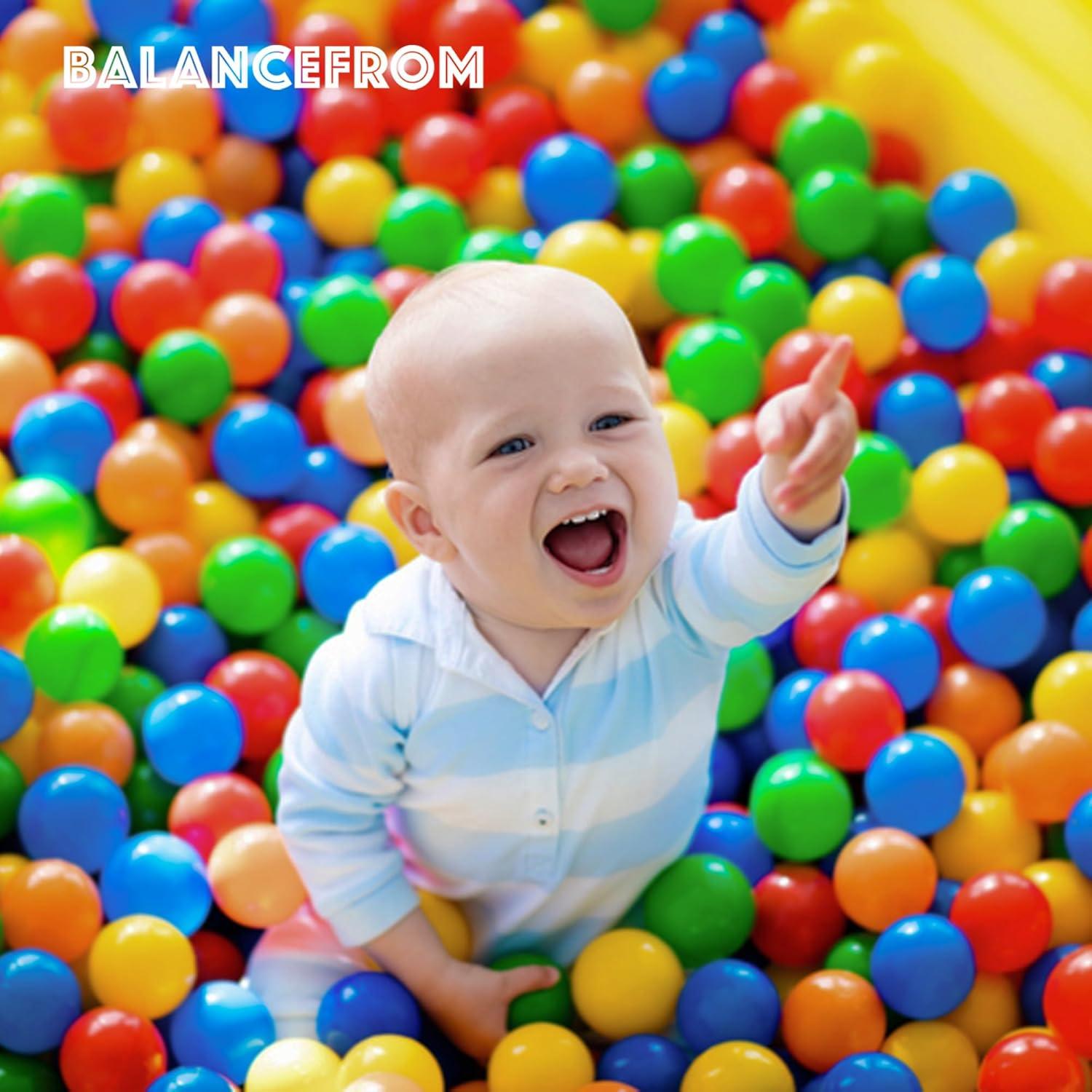 BalanceFrom Fitness 2.3" 400 Crush Proof Play Pit Balls with Mesh Storage Bag for Playpens, Bounce Houses, and Kiddie Pools, Multicolor (2 Pack)