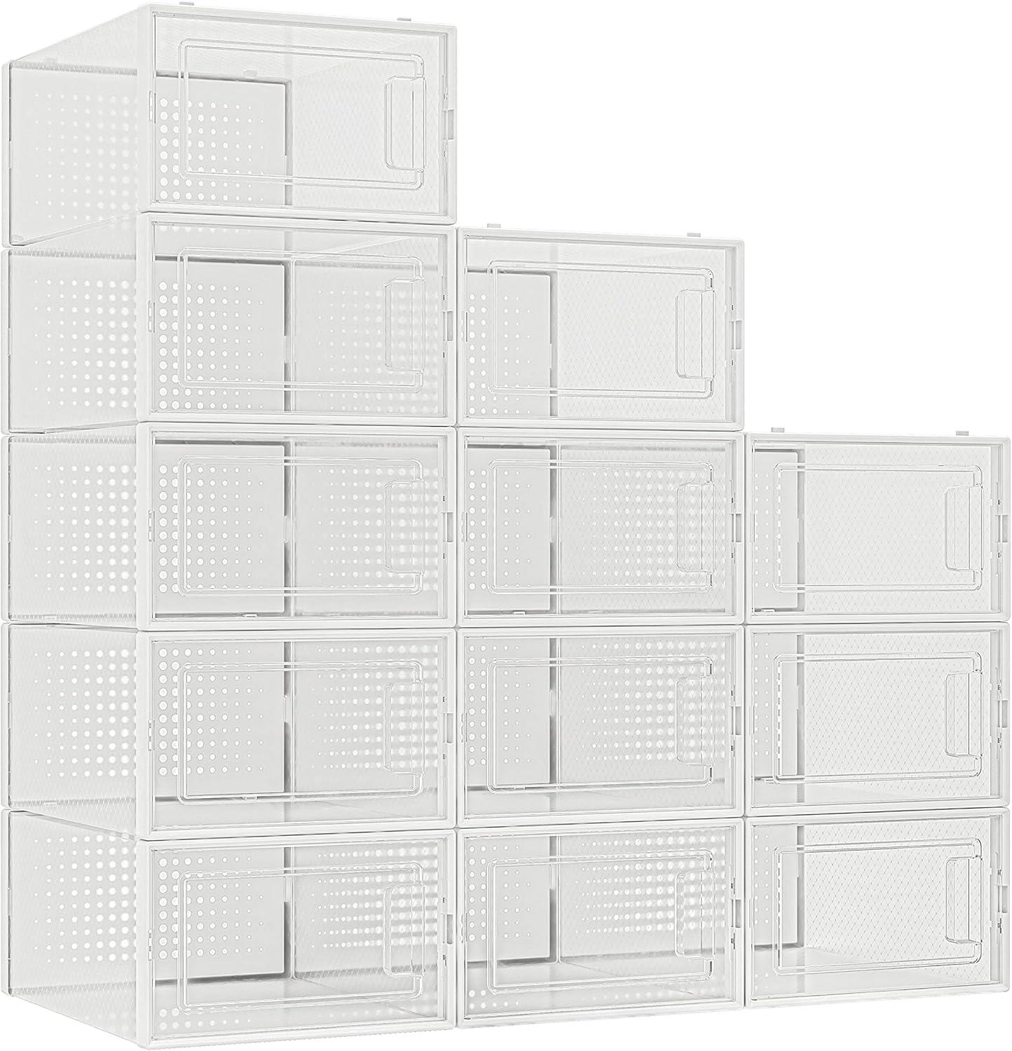 Clear Stackable Plastic Shoe Organizer Boxes for Closet