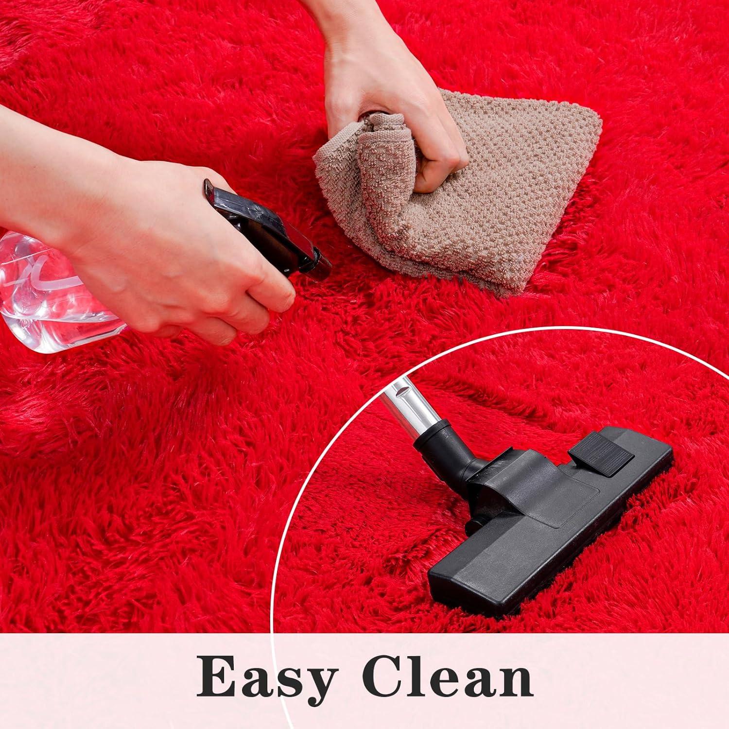 Softlife Super Soft Rug For Living Room Fluffy Rugs For Dorm Room Cute Plush carpet For Bedroom,8' x 10',Red