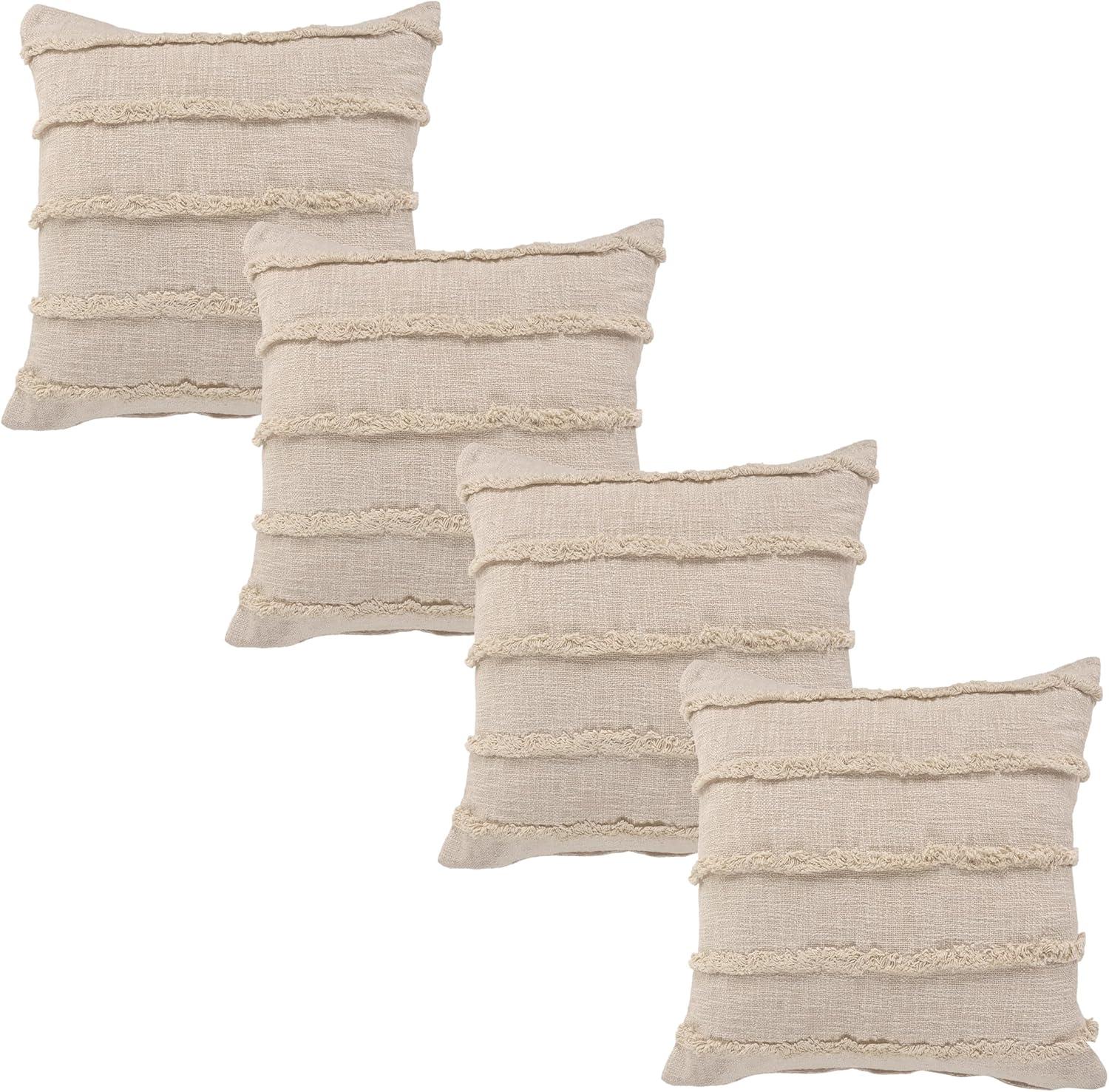 Ox Bay Birch Solid Organic Cotton Square 4 Piece Pillow Cover Set