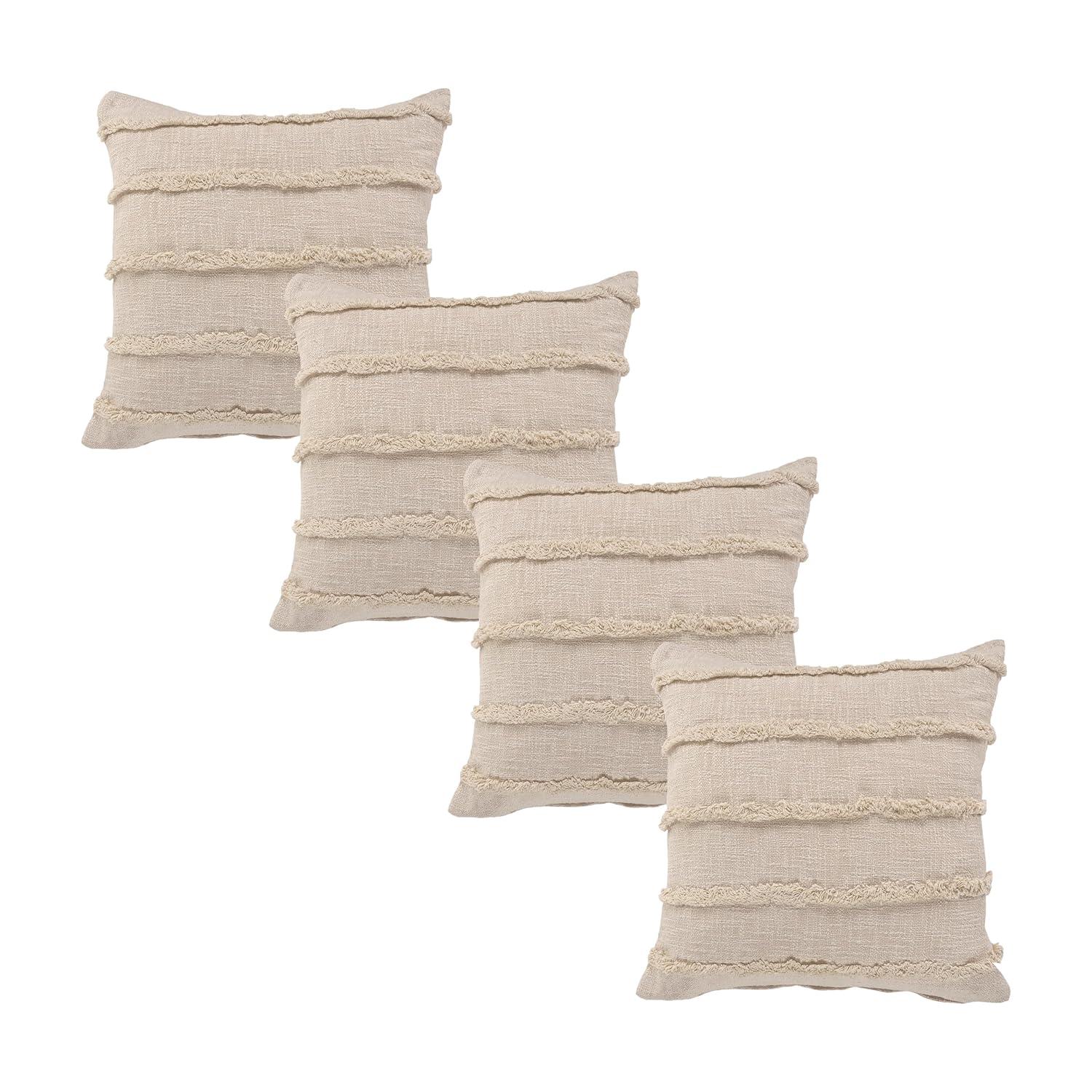 Ox Bay Birch Solid Organic Cotton Square 4 Piece Pillow Cover Set
