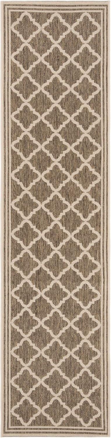 Beach House BHS121 Power Loomed Indoor/Outdoor Area Rug - Aqua/Cream - 6'7"x9'2" - Safavieh