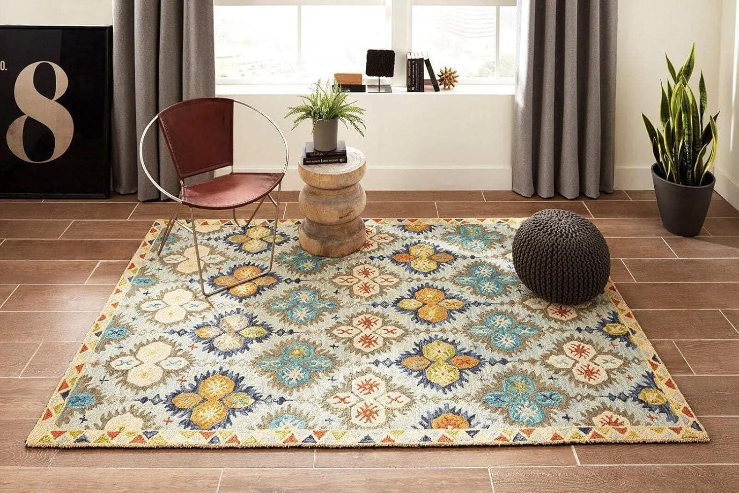 Momeni Tangier Hand Tufted Wool Blue Area Rug 3'6" X 5'6"