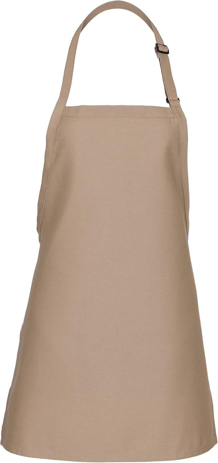 Beige Adjustable Poly/Cotton Twill Bib Apron