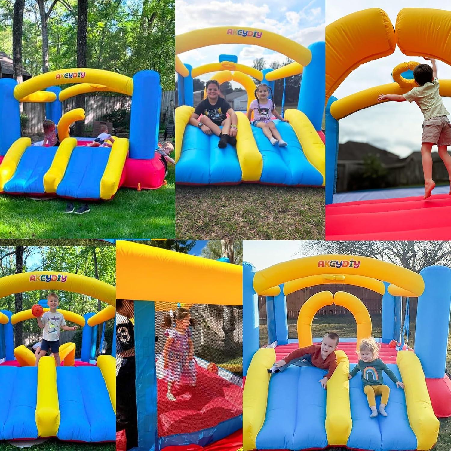 Ancheer 9ft x 6ft Animal Inflatable Bounce House for Kids, Inflatable Bouncy Castle with Blower, Jumping House with Slide/Pitching Game, Indoor Outdoor Toddler Kids Party