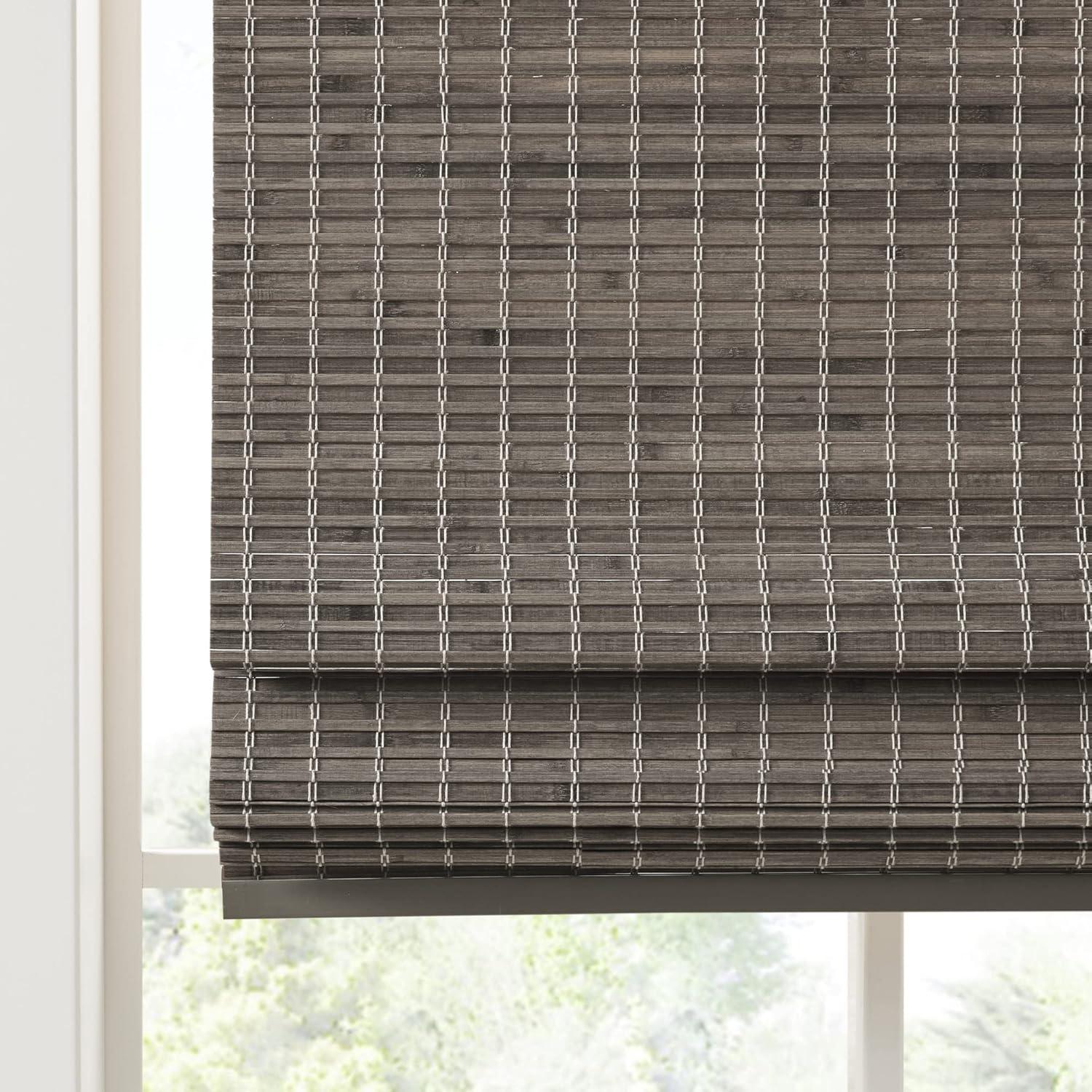 Semi - Sheer Bamboo Light Filtering Roman Shade 64"L