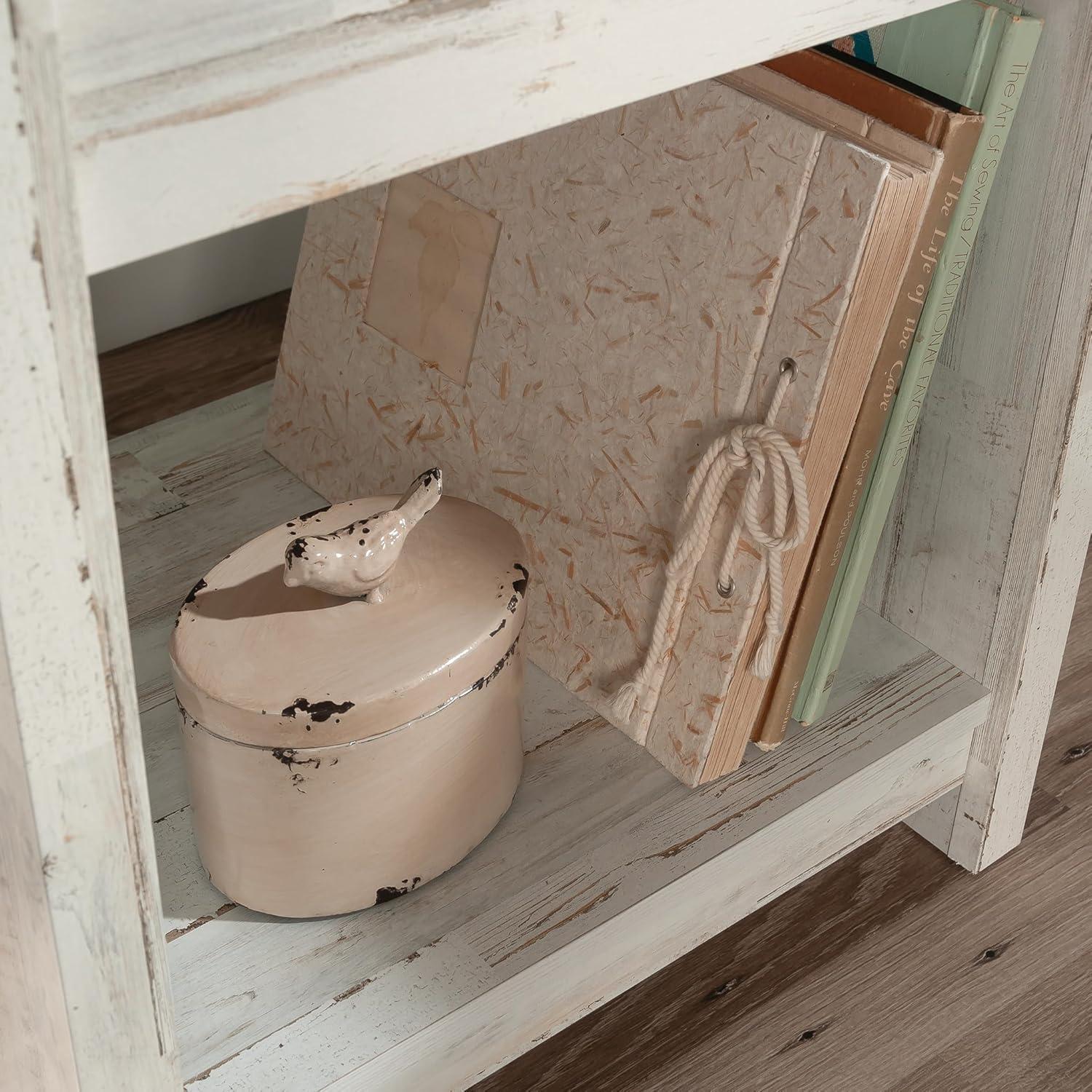 River Ranch Nightstand with Drawer White Plank - Sauder: Farmhouse Style Bedside Table with Open Shelf
