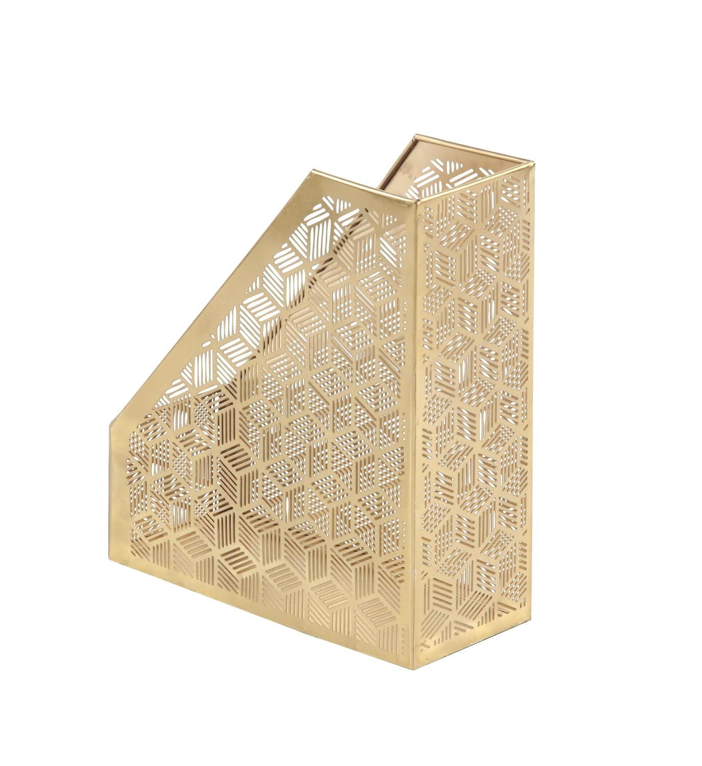 CosmoLiving by Cosmopolitan Modern Perforated Design Round Metal Waste Basket