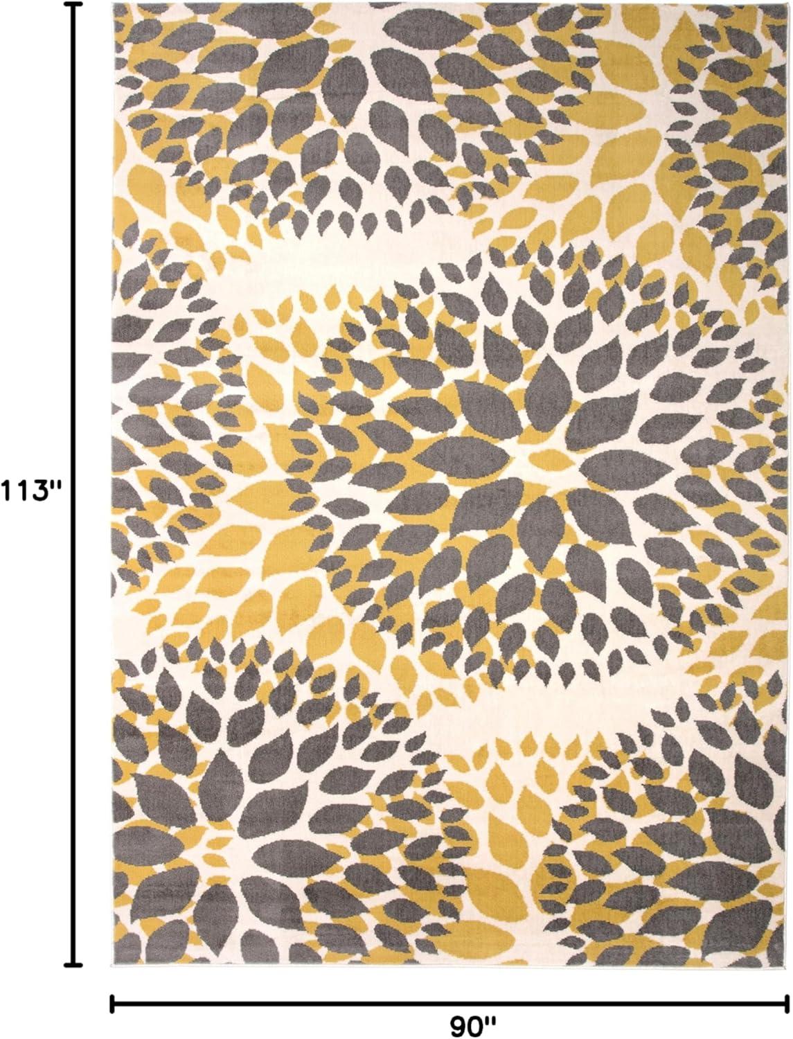 World Rug Gallery Modern Floral Circles Yellow 7'6" x 9'5" Area Rug