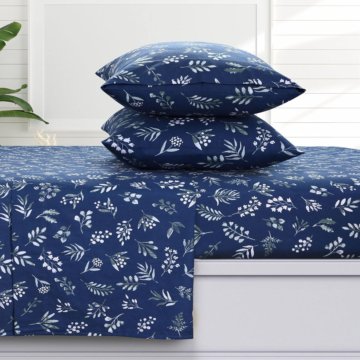 Azores Home Eva Flannel Floral Sheet Set