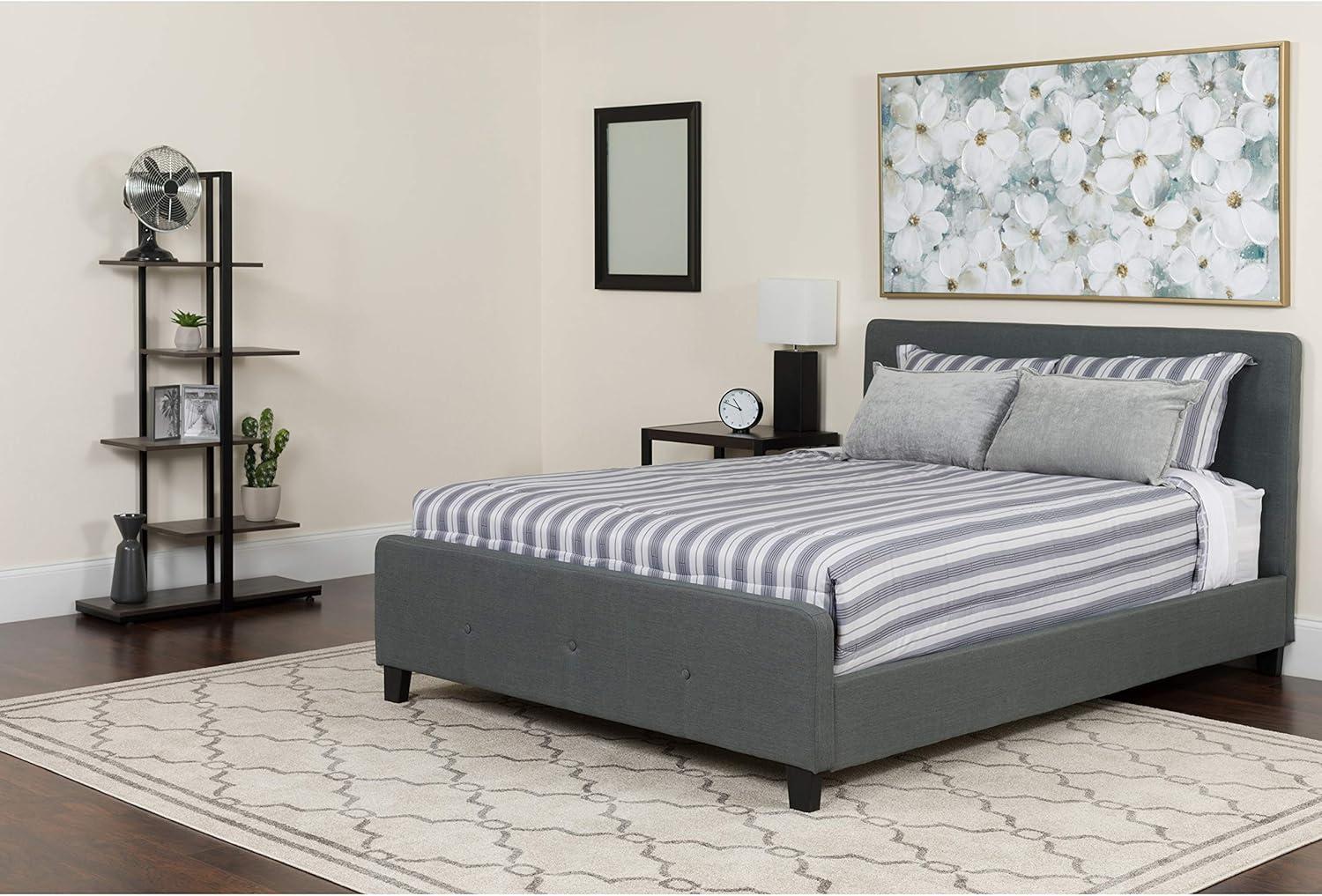 Flash Furniture Tribeca Full Size Tufted Upholstered Platform Bed in Dark Gray Fabric