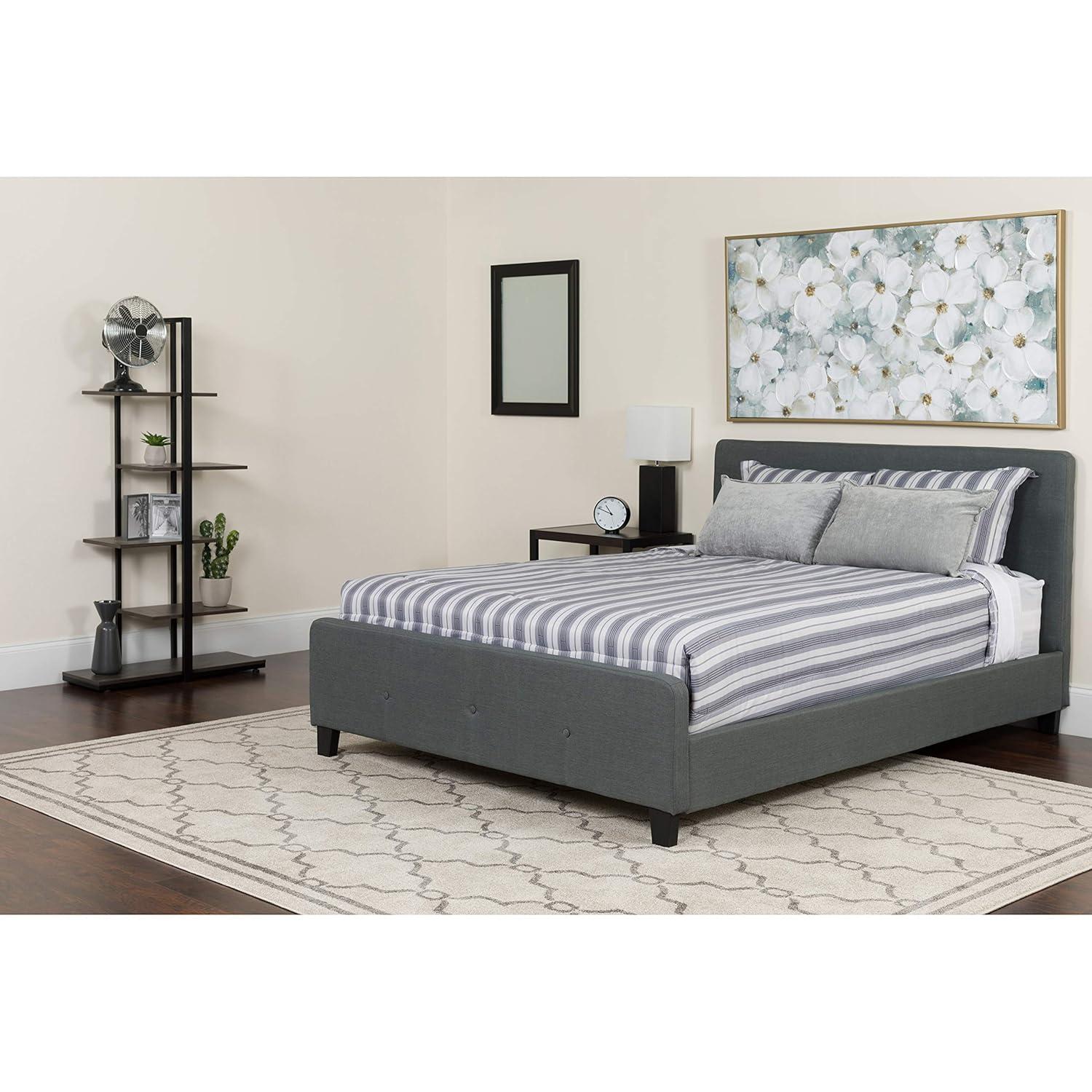 Flash Furniture Tribeca Full Size Tufted Upholstered Platform Bed in Dark Gray Fabric
