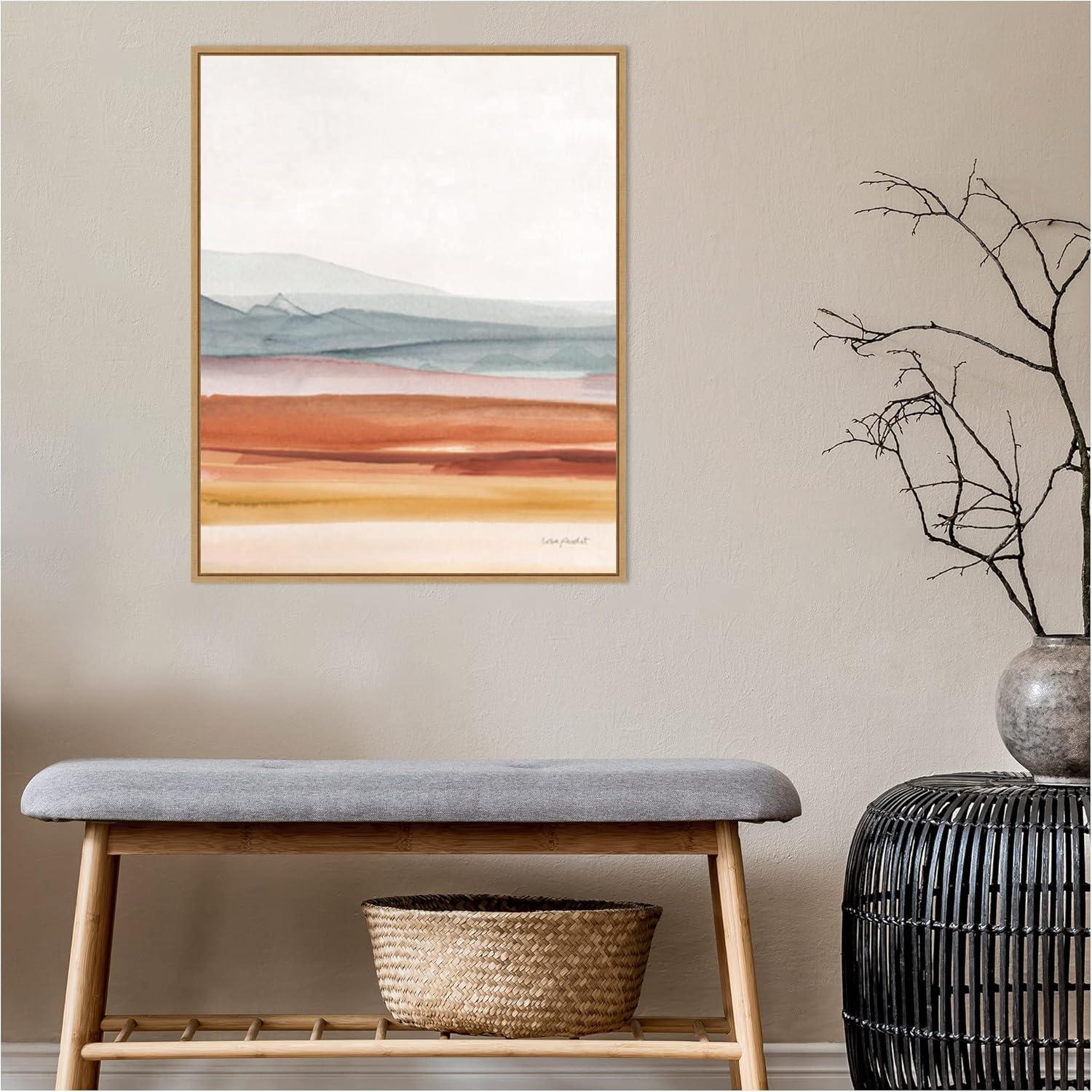 22" x 28" Sierra Hills 03 by Lisa Audit Framed Canvas Wall Art Light Brown - Amanti Art: Modern Lithograph, Sawtooth Back Mounted